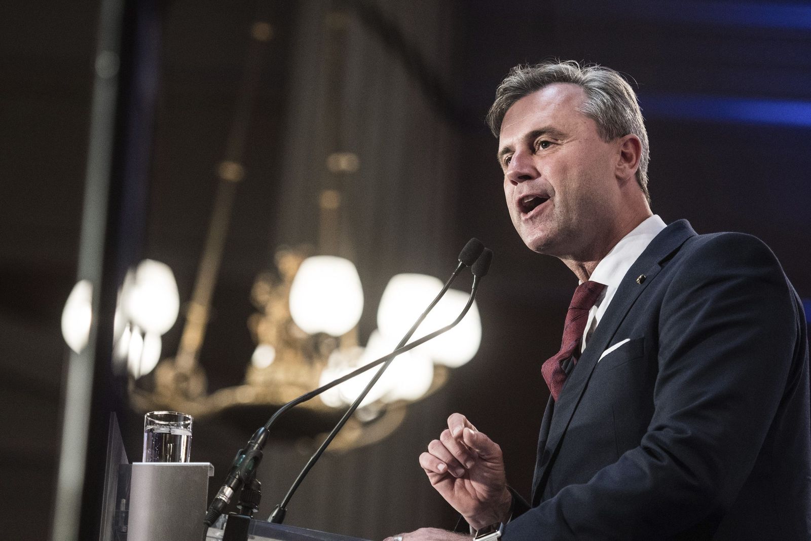 El ultranacionalista Norbert Hofer durante su mitin de cierre de campaña.