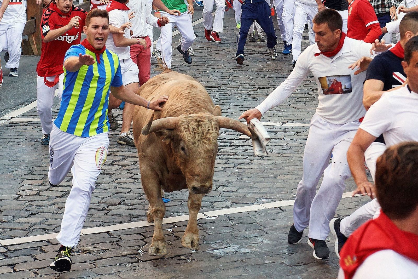 El quinto encierro de los Sanfermines, en imágenes