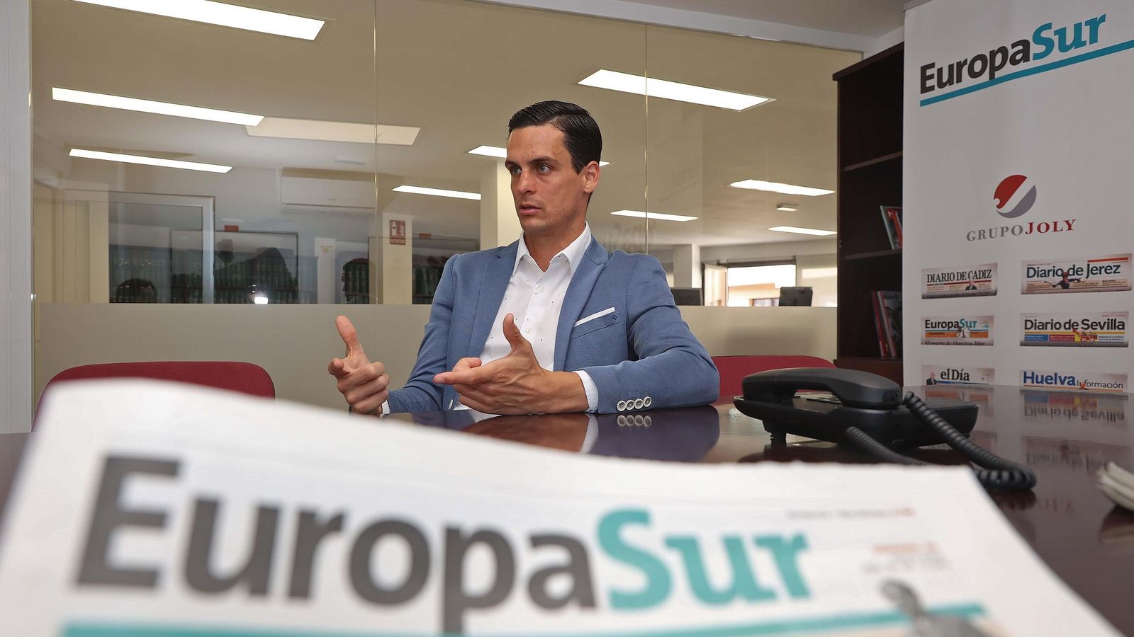 David Galván en la redacción  de 'Europa Sur', este domingo.