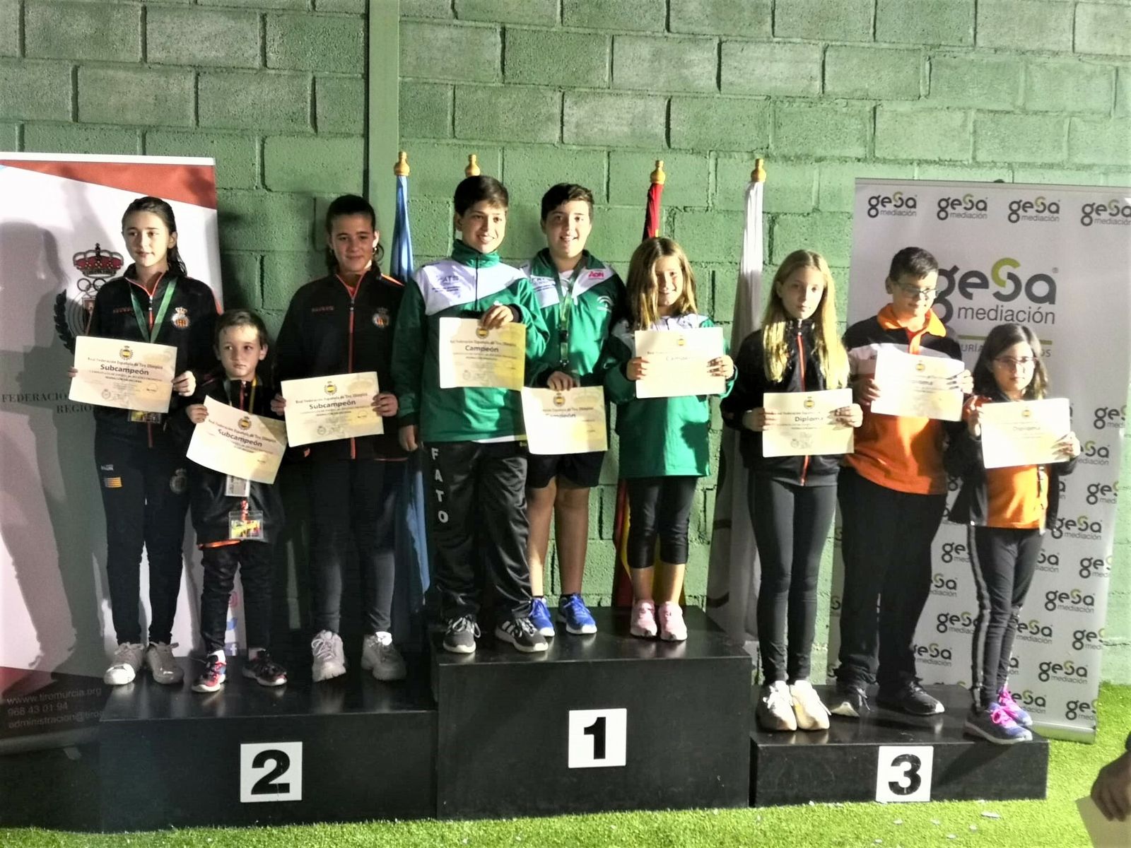 El equipo andaluz alevín de tiro olímpico que ganó en el certamen de Murcia.