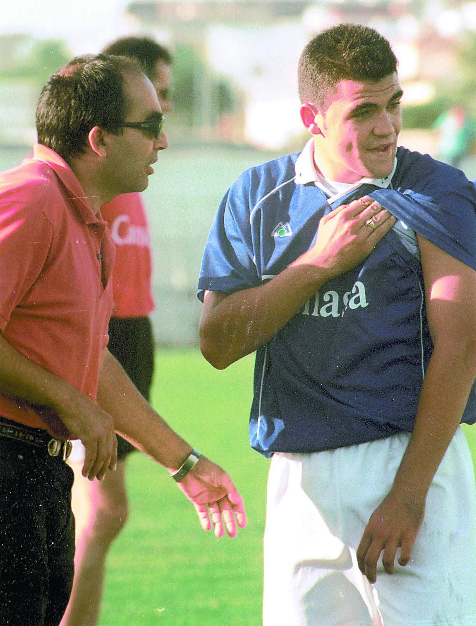 Guille, en sus inicios en el Xerez B junto al técnico Paco Corbeto.