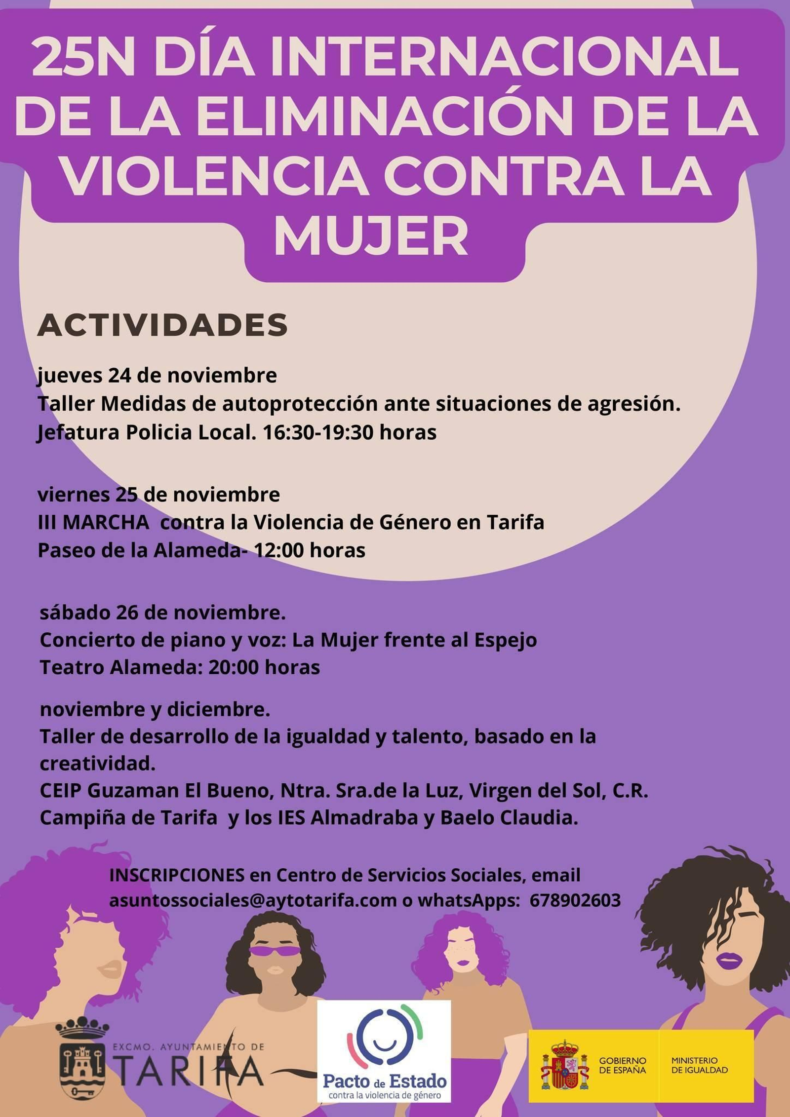 Cartel de actividades del 25-N en Tarifa.