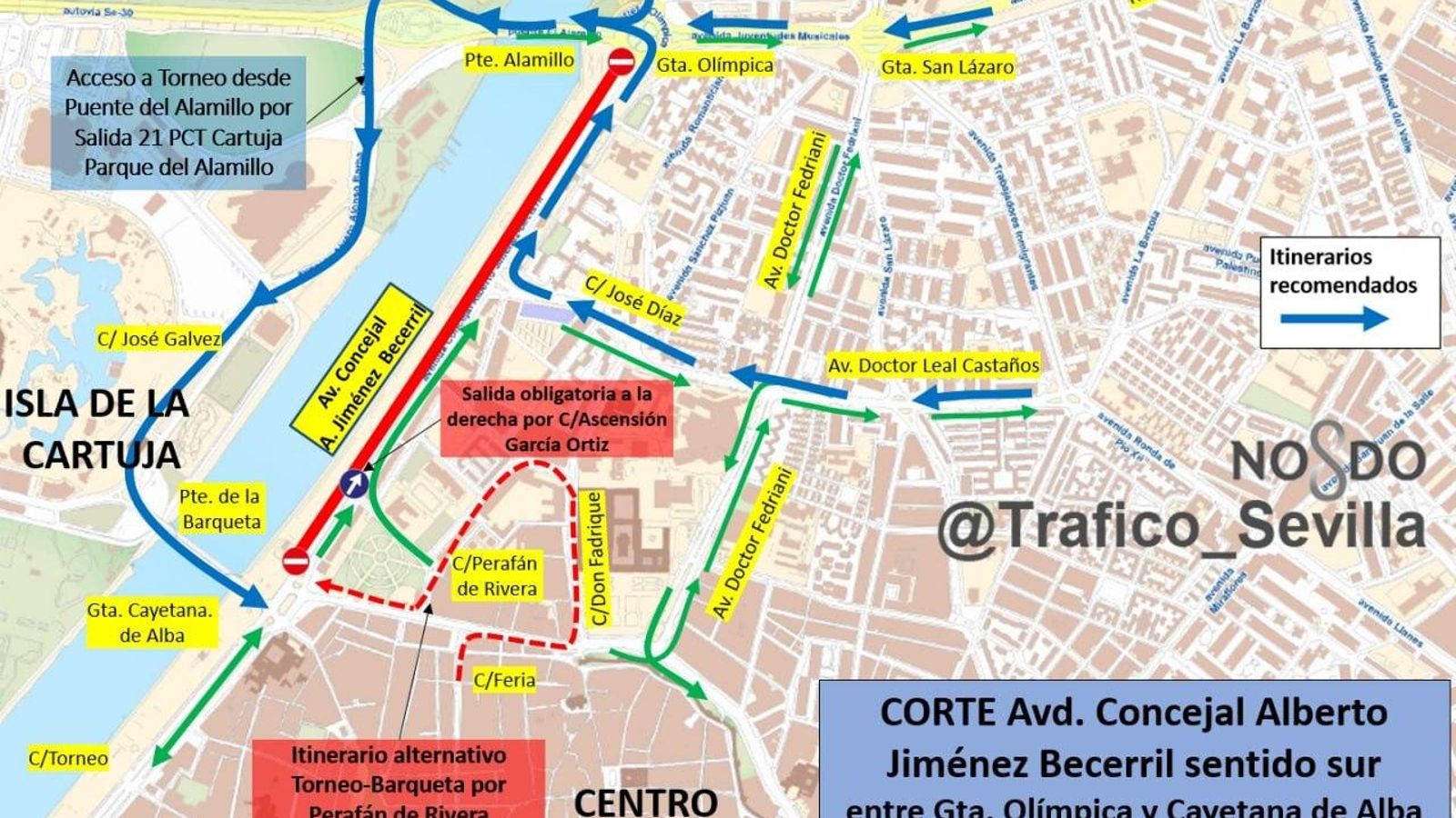 Cortes y desvíos por las obras en la Avenida Alberto Jiménez Becerril.