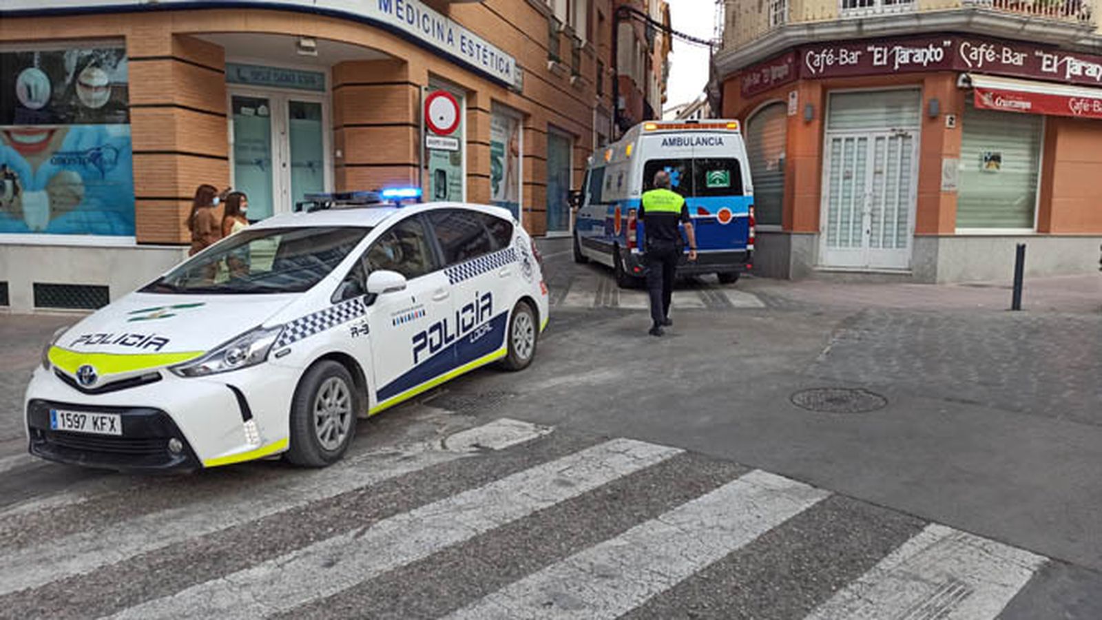 Dispositivo policial y sanitario este pasado lunes en Lucena.