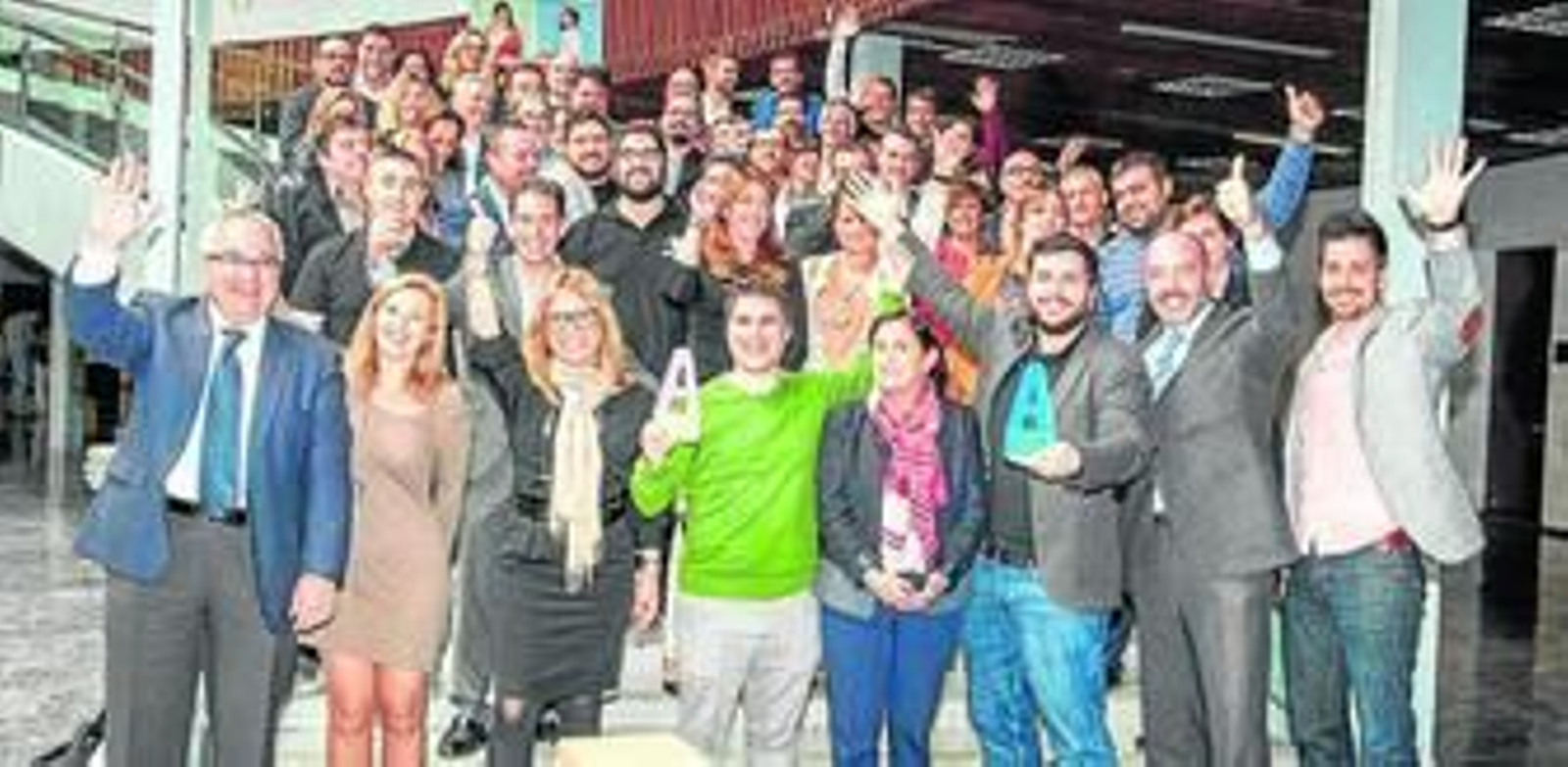 Los premiados, ayer, en el acto oficial de entrega de los galardones.