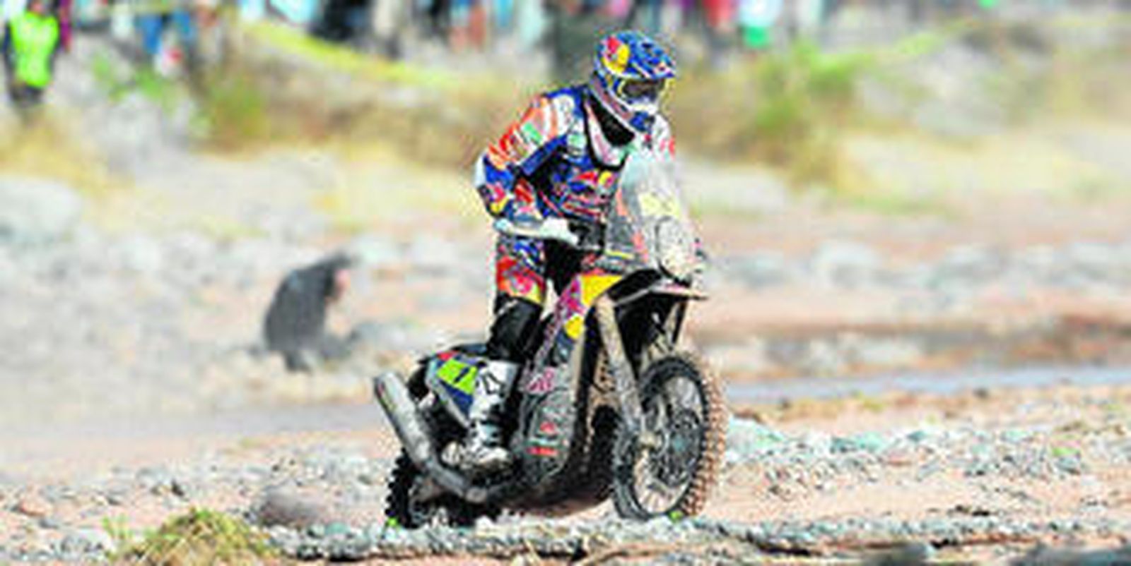 Marc Coma compite durante la duodécima y penúltima etapa del Rally Dakar 2015.