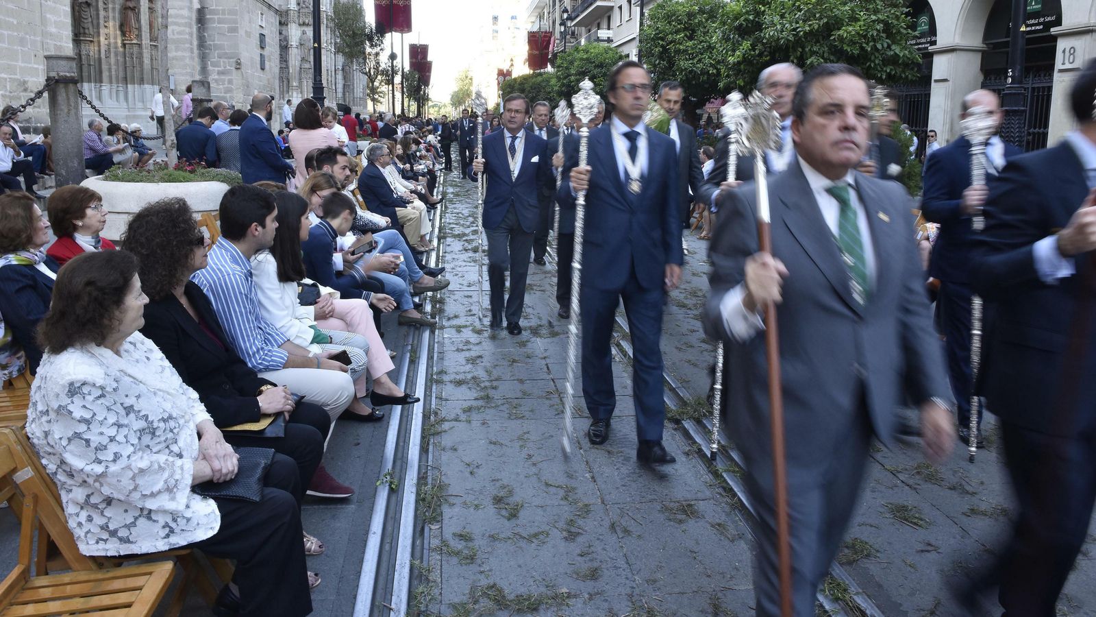 El público contemplando la procesión en la Avenida de la Constitución.