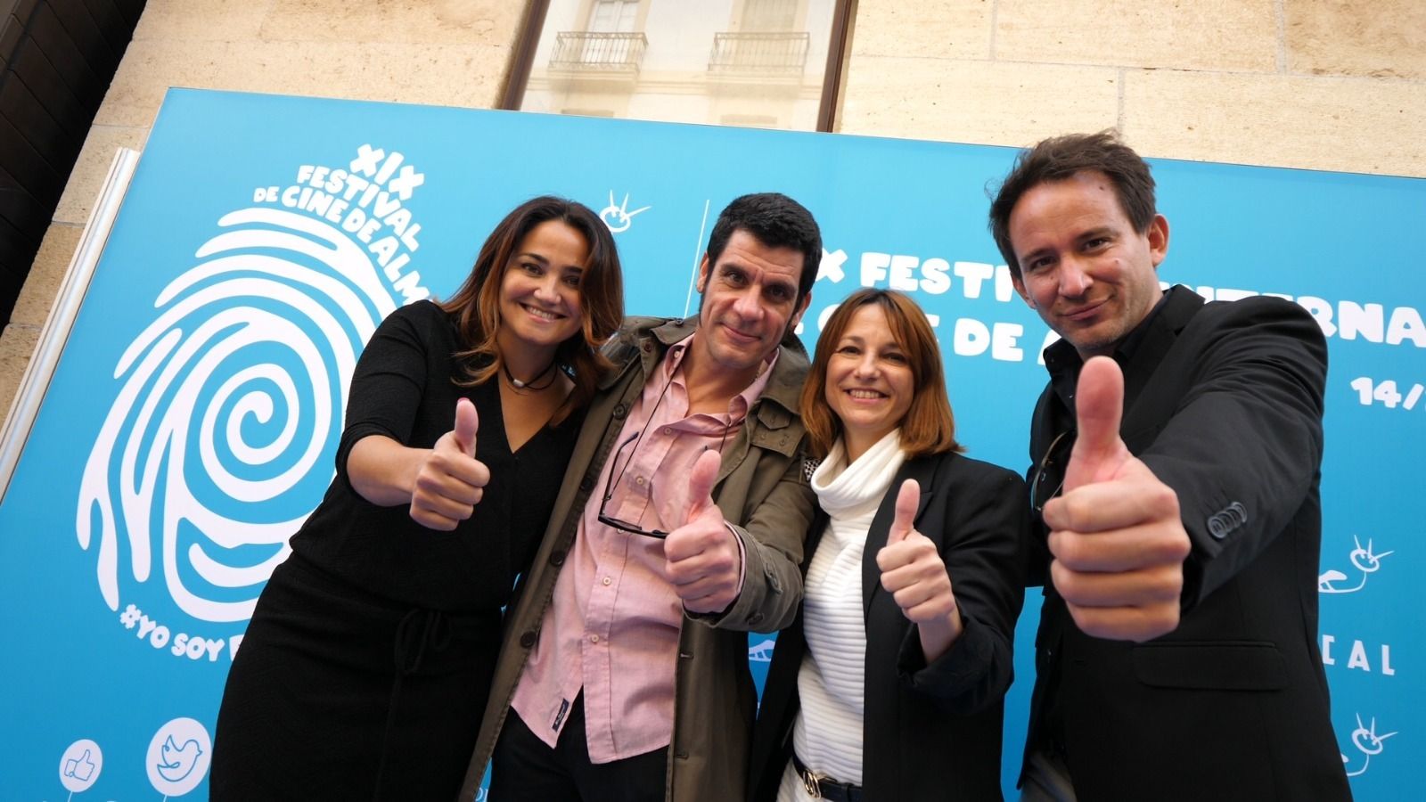 Mayte Carrasco, Cristian Alemán, Carmen Blanco y Marcel Mettelsiefen durante la presentación del corto ‘El conserje’.