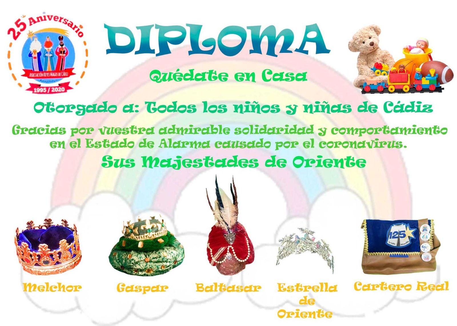 El diploma que los Reyes Magos otorgan a todos los niños y niñas de Cádiz.