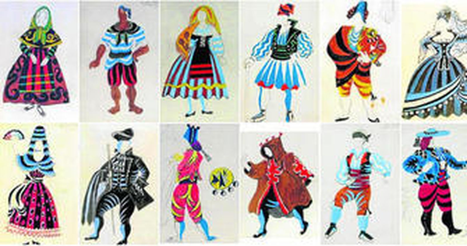 Figurines de Picasso para el ballet de Falla 'El sombrero de tres picos'.