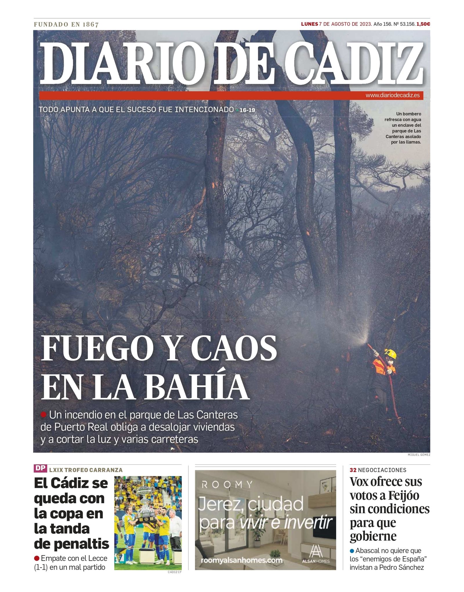 7 de agosto. Incendio en el Parque de las Canteras