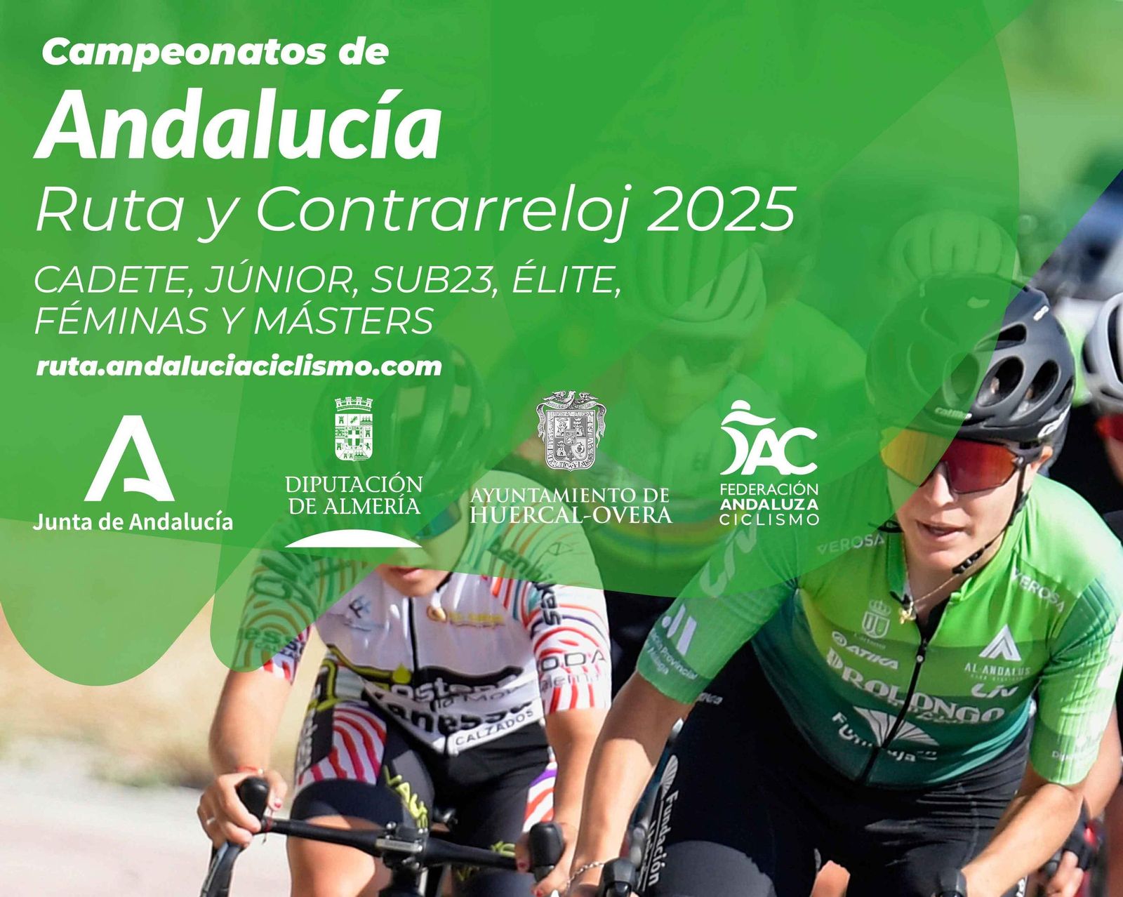 Cartel de los Campeonatos de Andalucía Ruta y Contrarreloj 2025 que tendrán lugar en Huércal-Overa.