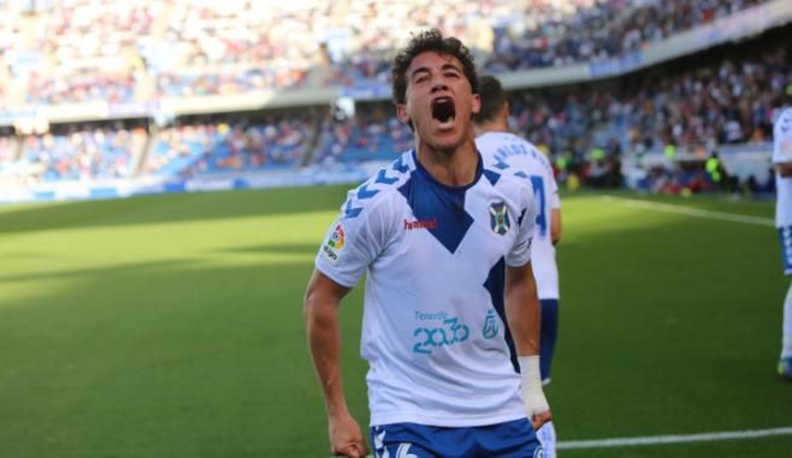 Luis Milla celebra un gol con el Tenerife