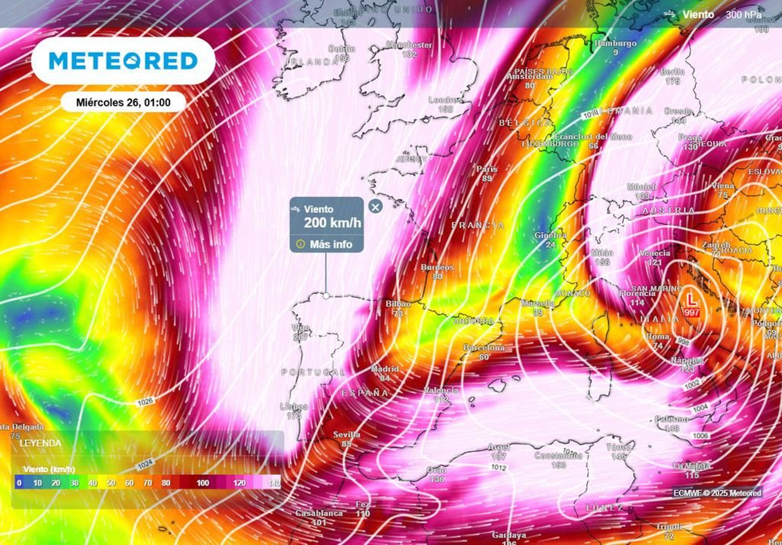 Una nueva masa de aire frío afectará a Cádiz a partir del miércoles 26 de noviembre.
