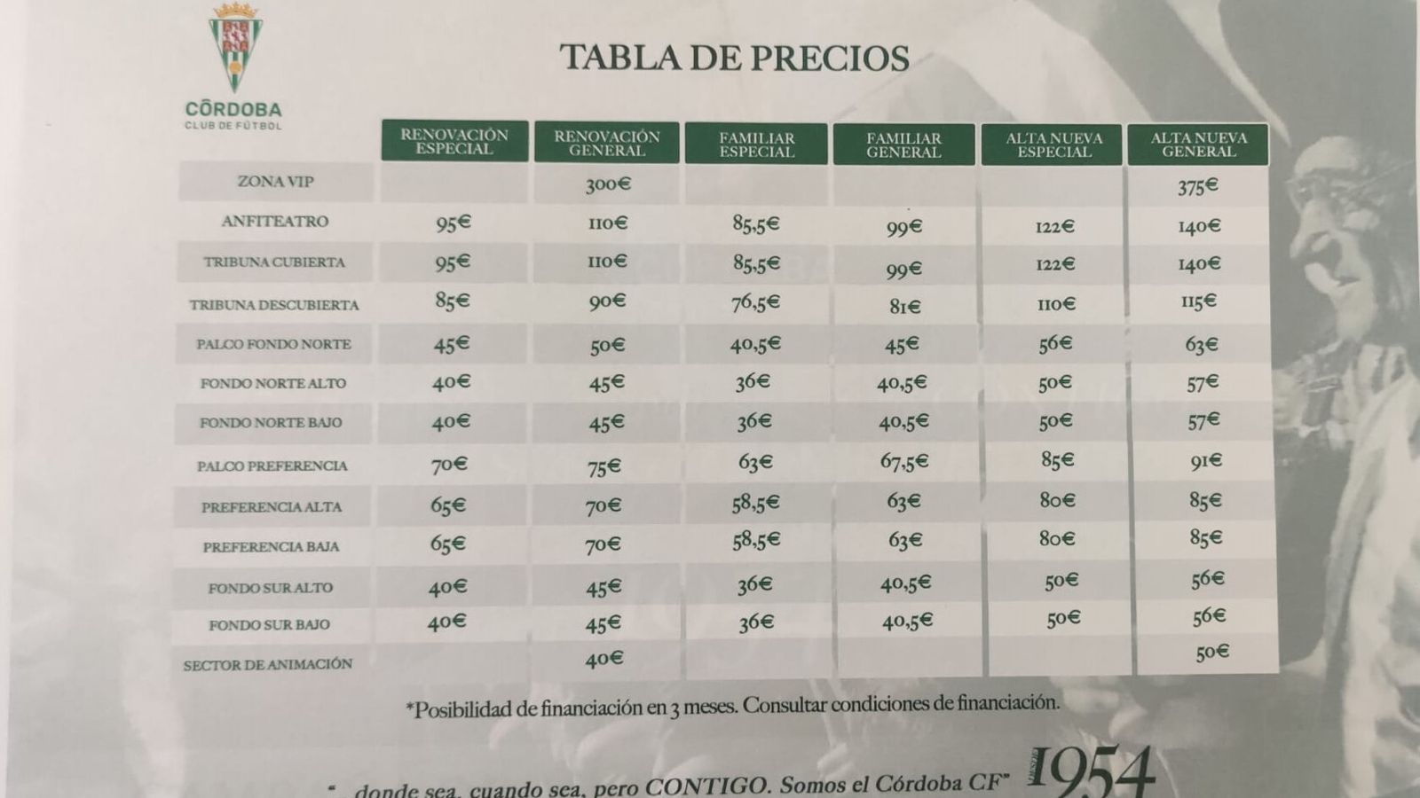 Precios de la campaña de abonos del Córdoba CF 2021-2022.