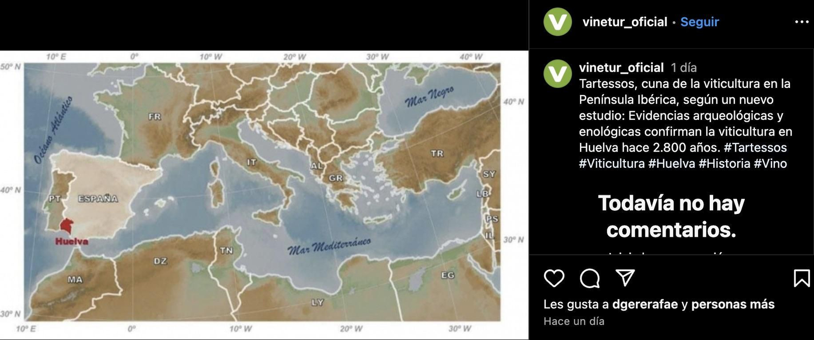 Publicación del estudio en las redes sociales de Vinetur