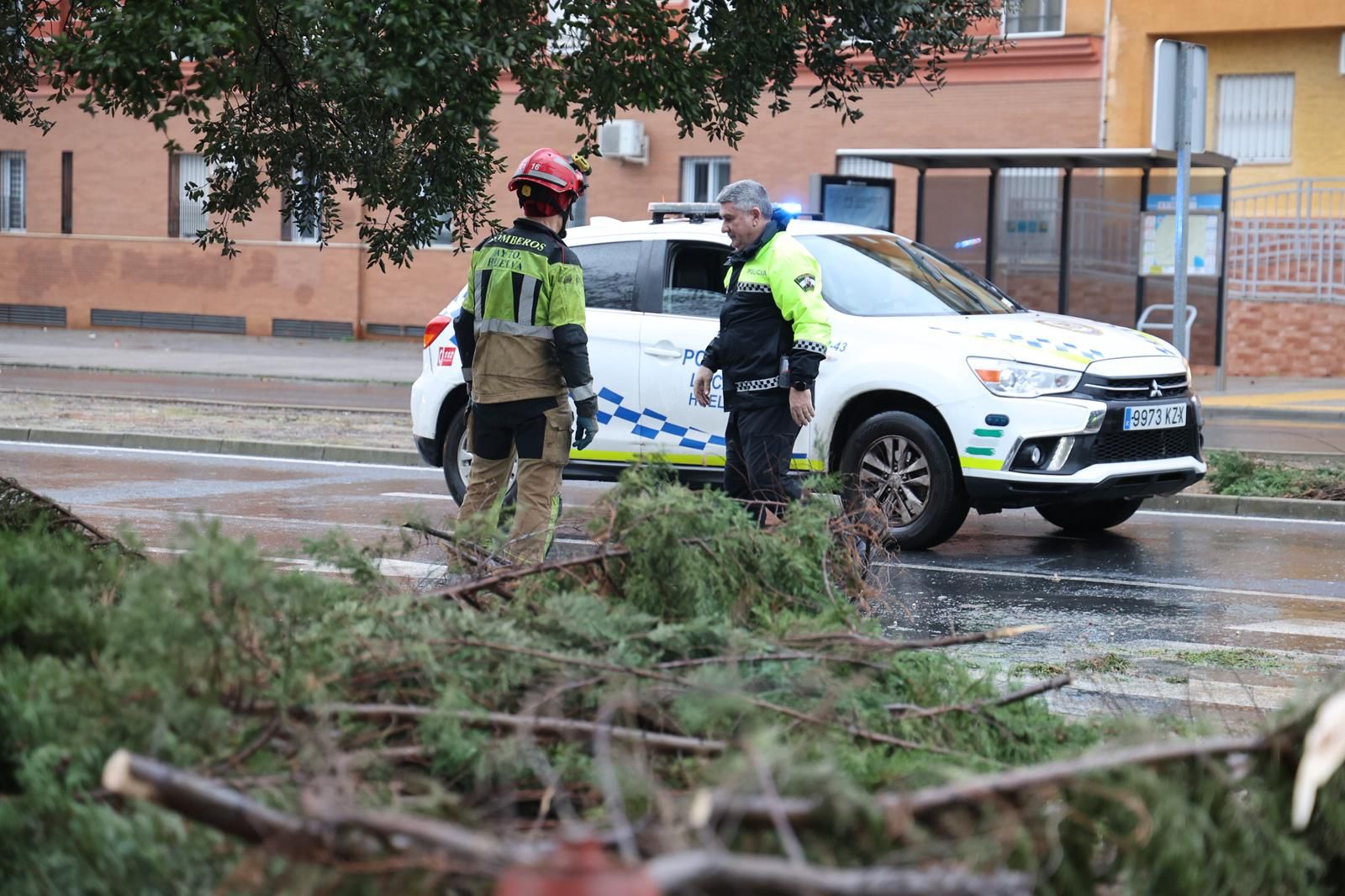 Fotografías de los destrozos de la borrasca Kristin en Huelva este miércoles