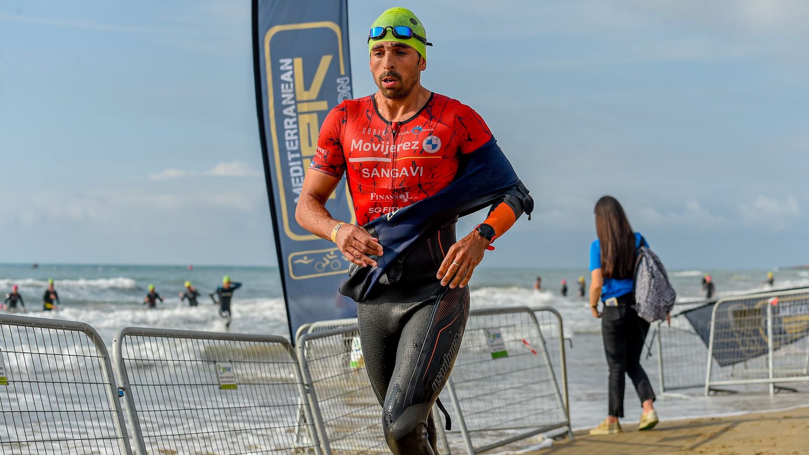 Manuel Jesús Sánchez, tras finalizar la prueba de natación.