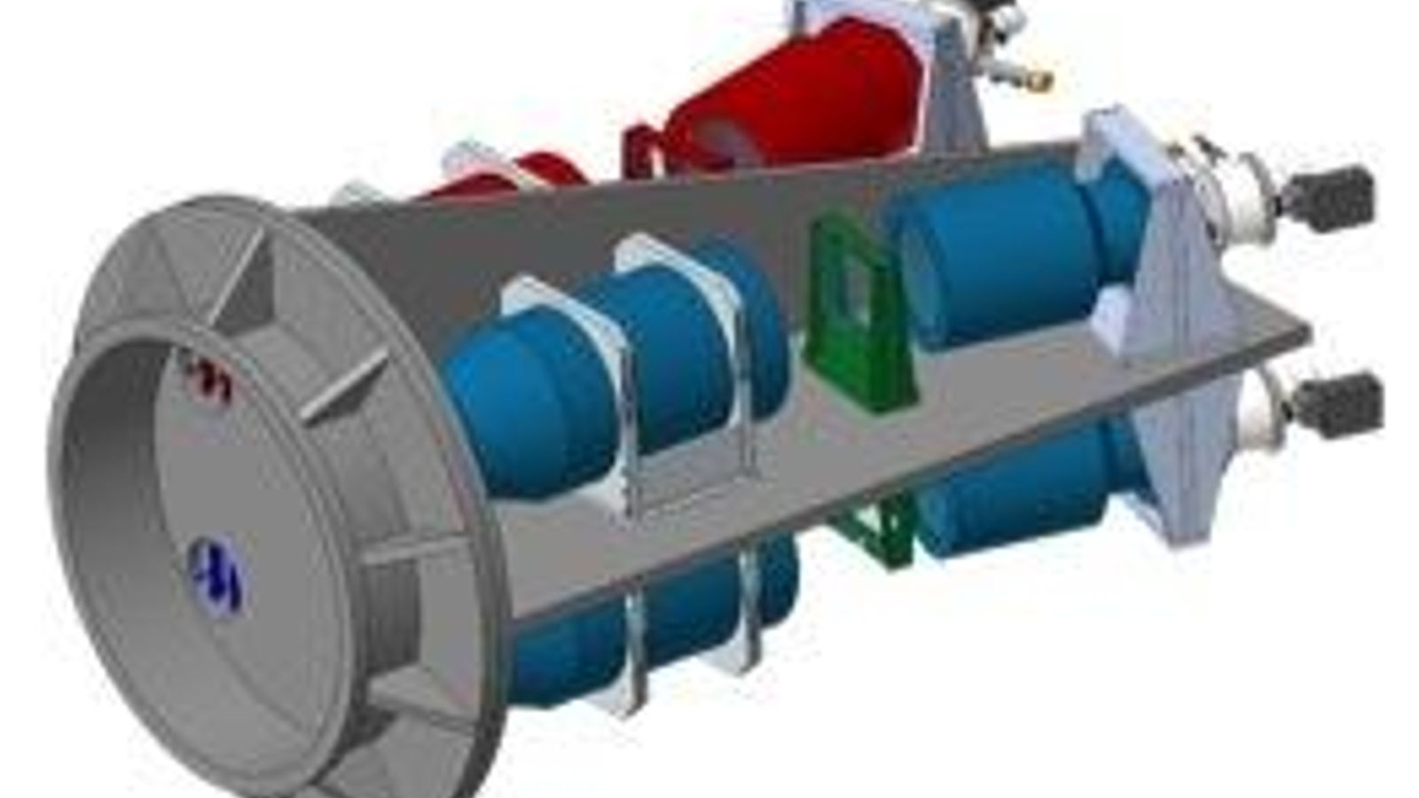 Esquema en 3D de TARSIS adaptado para el foco Cassegrain del telescopio de 3.5m de Calar Alto.