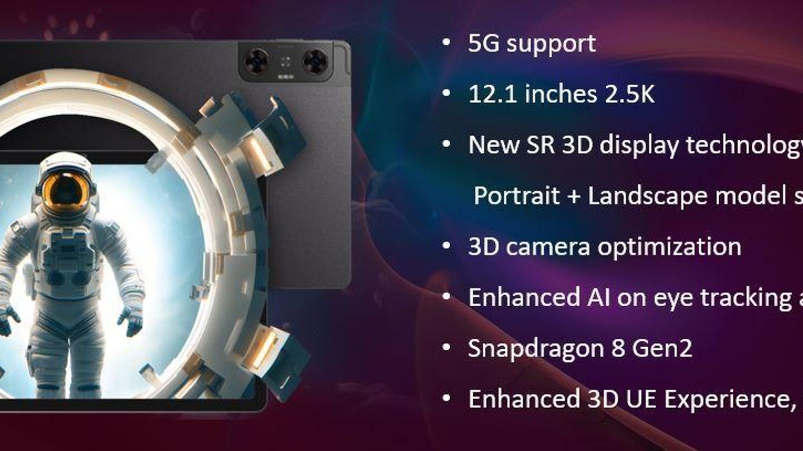 ZTE presenta el Nubia Pad 3D II, el primer tablet 3D+5G AI sin gafas