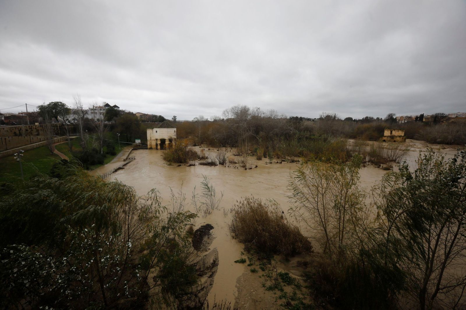 El río Guadalquivir a su paso por Córdoba tras la borrasca Kristin