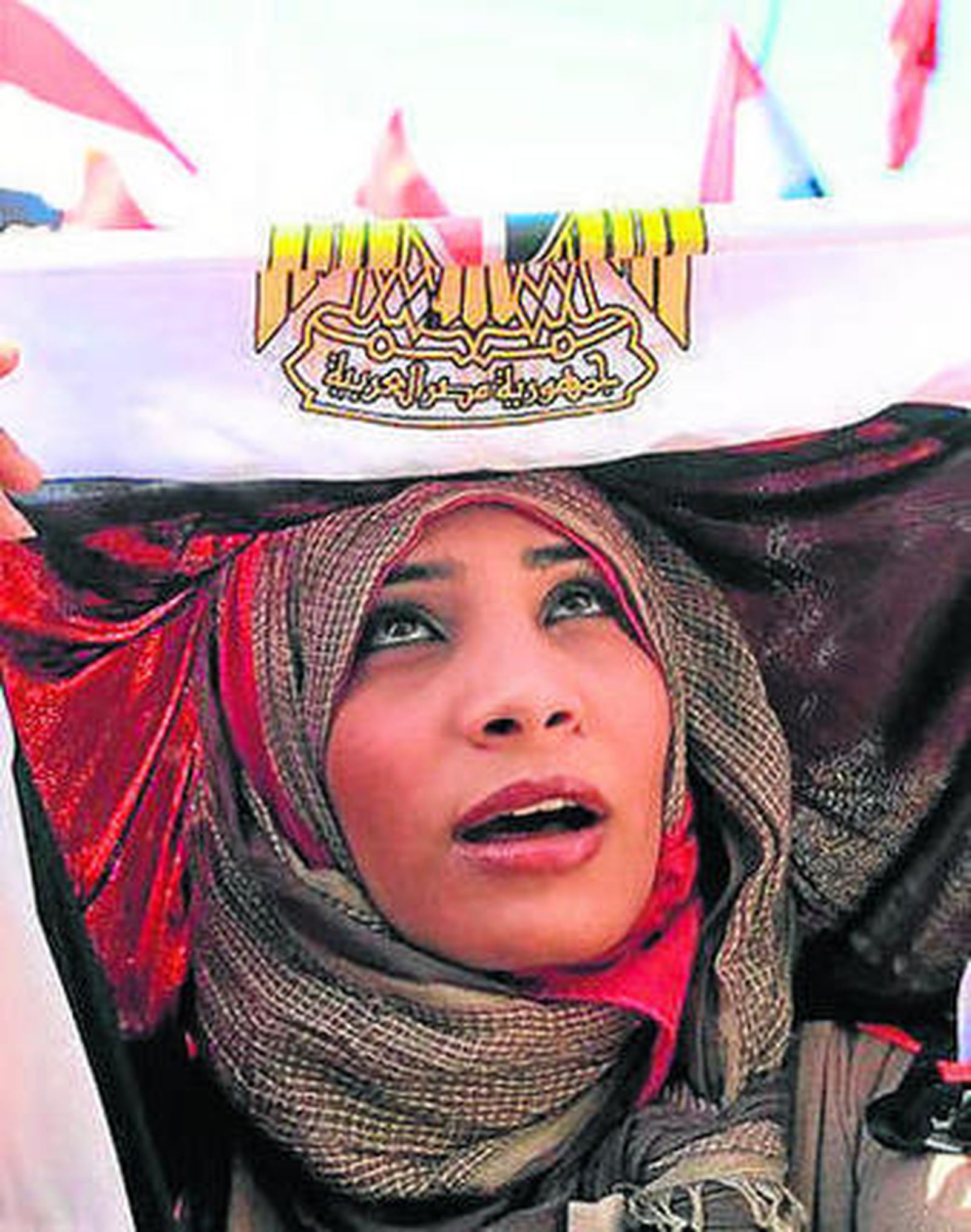 Una joven, ayer en Tahrir.