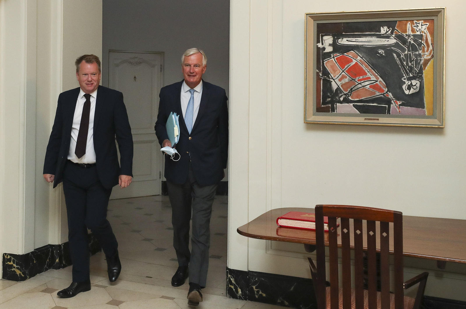 David  Frost  (i) y Michel Barnier, el pasado agosto.