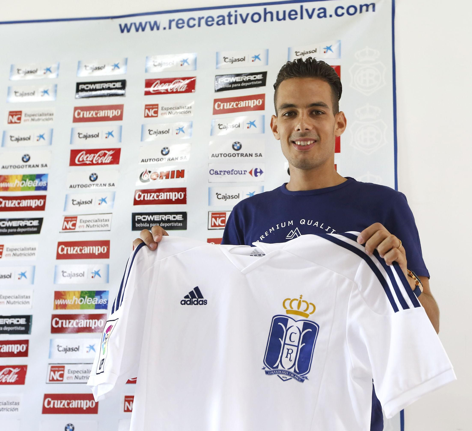 Manu Molina en su presentación como jugador del Recre en la temporada 14/15.
