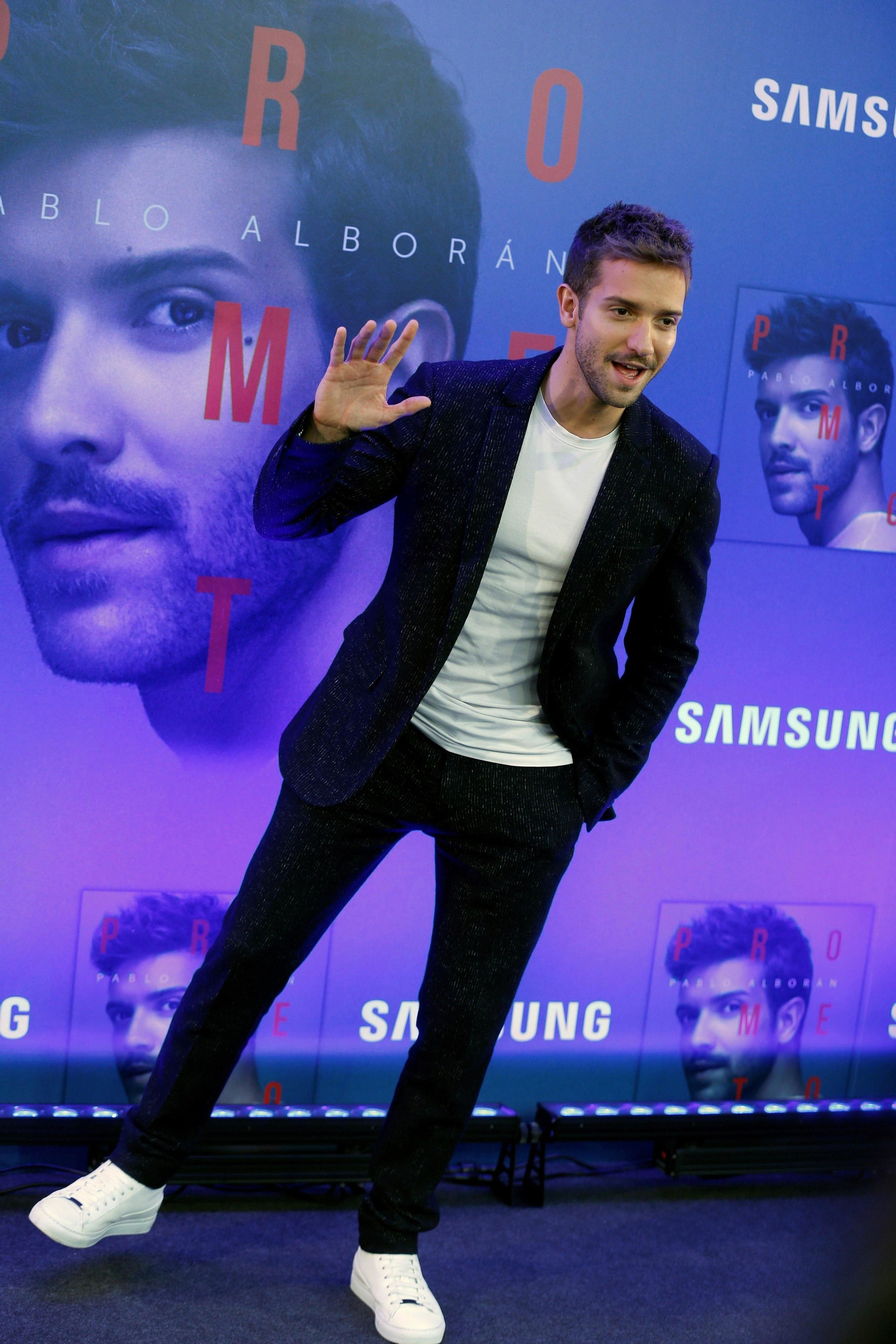 Pablo Alborán (Málaga, 1989), ayer, en la presentación de 'Prometo' en Madrid.