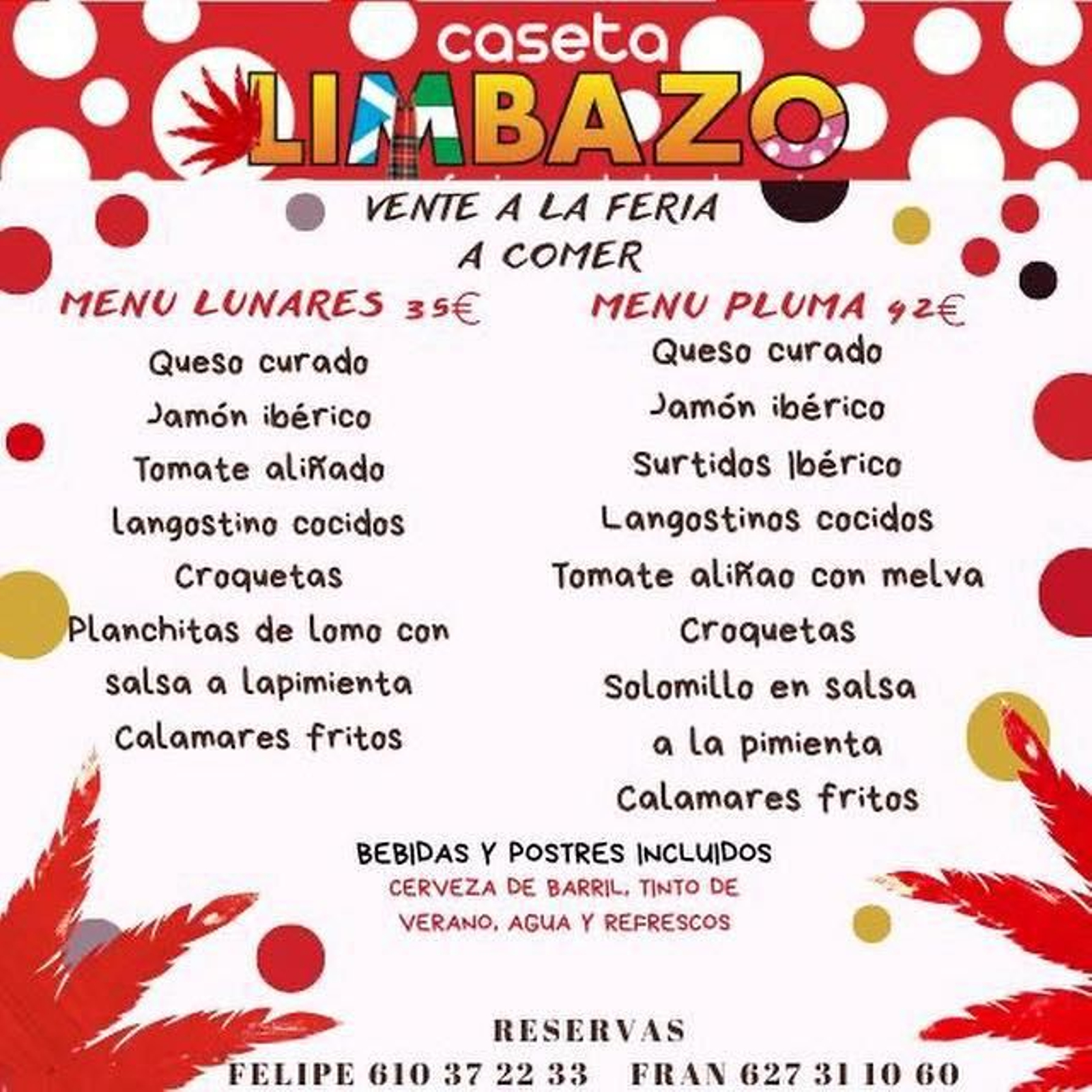 El bar Limbo se estrena con la caseta Limbazo con estos menús para la Feria Real de Algeciras 2025. El bar Limbo se estrena con la caseta Limbazo con estos menús para la Feria Real de Algeciras 2025.