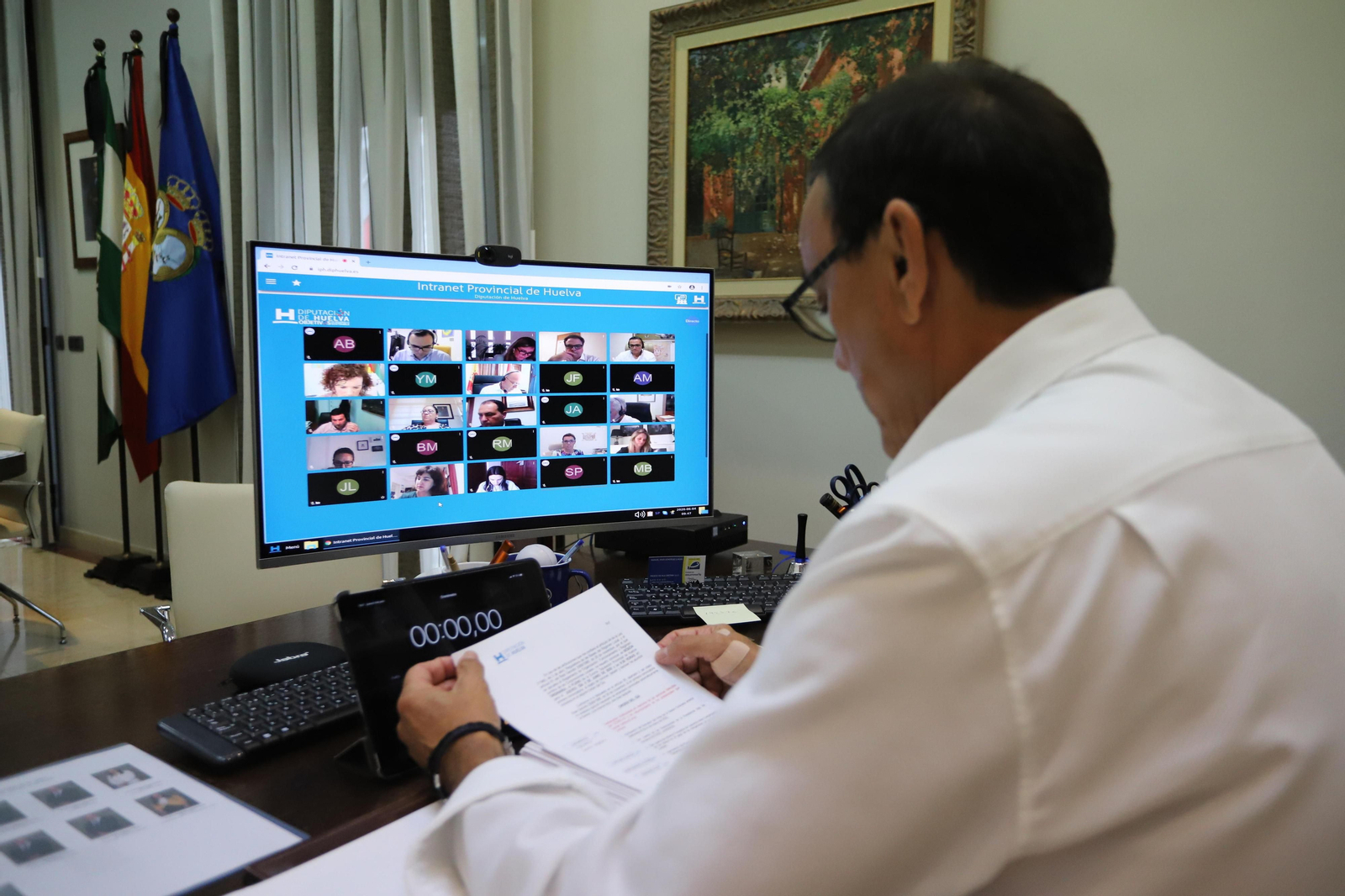 Ignacio Caraballo, durante un momento del pleno telemático de la Diputación.