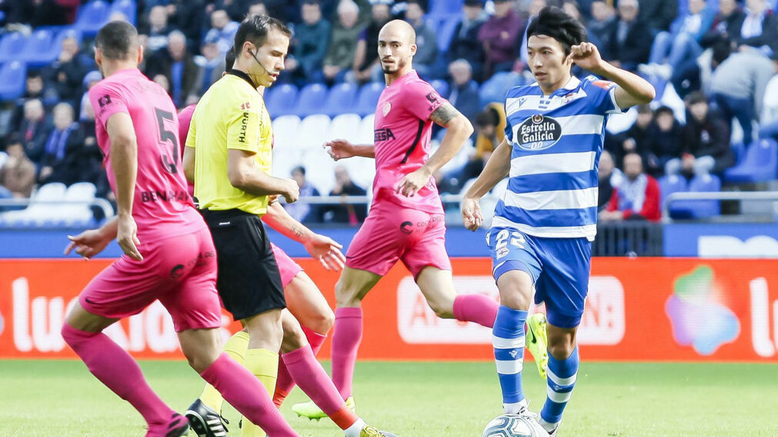Mikel Villanueva, en el Deportivo-Málaga.