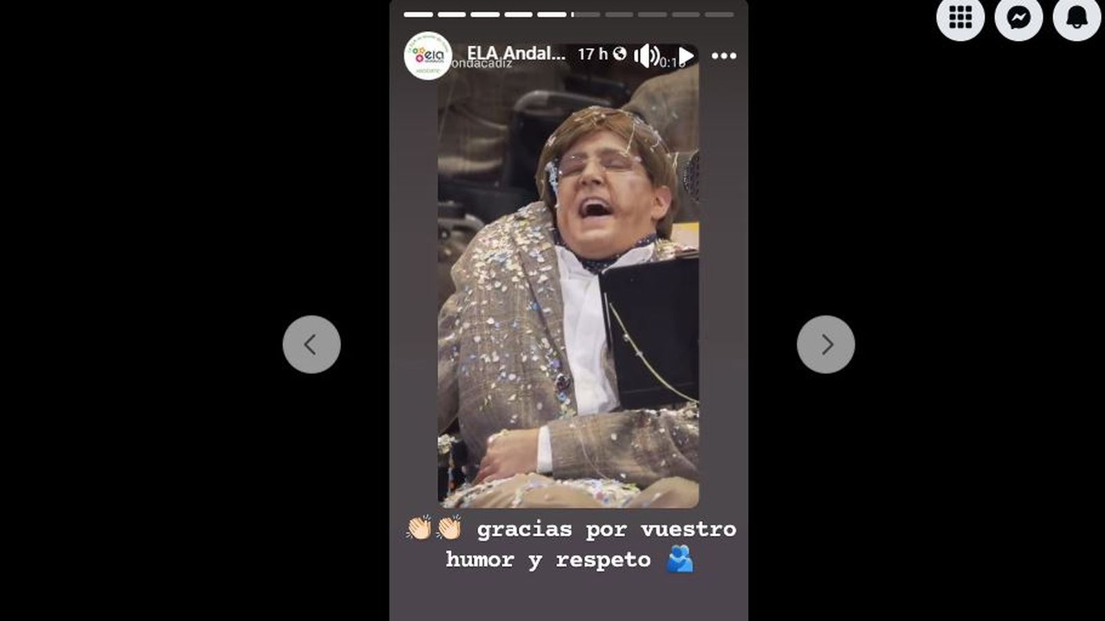 Los mensajes de agradecimiento de la asociación ELA Andalucía en su perfil de Facebook.