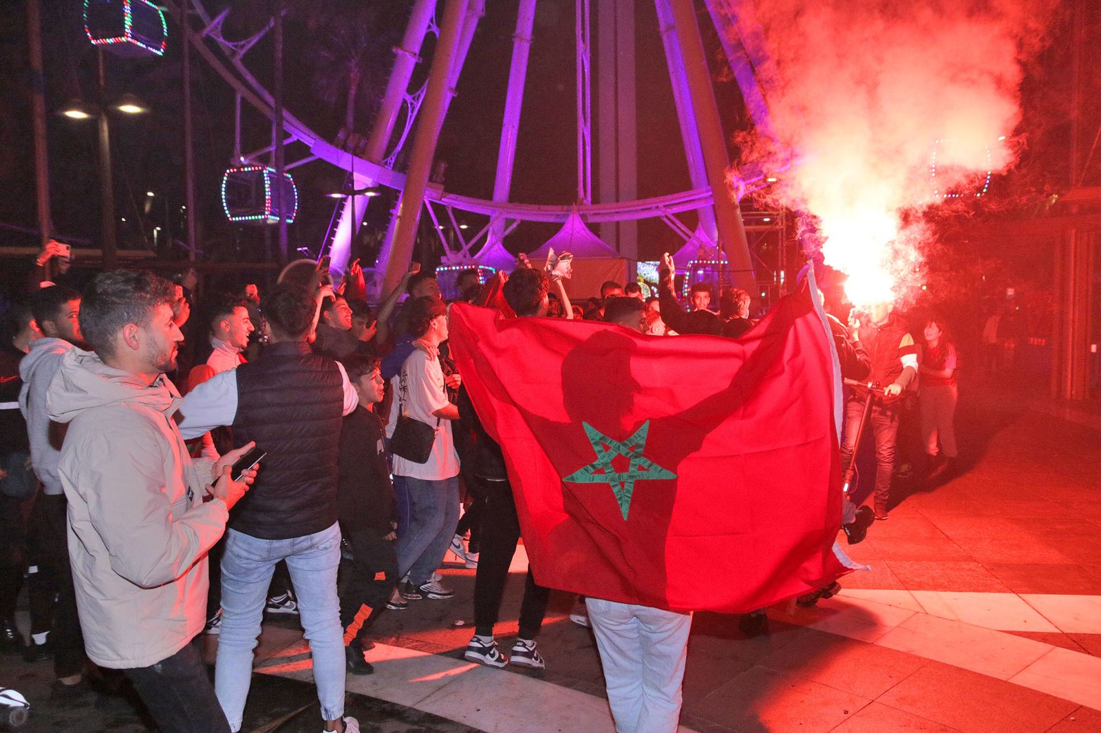 La celebración de la afición marroquí de Almería, en imágenes