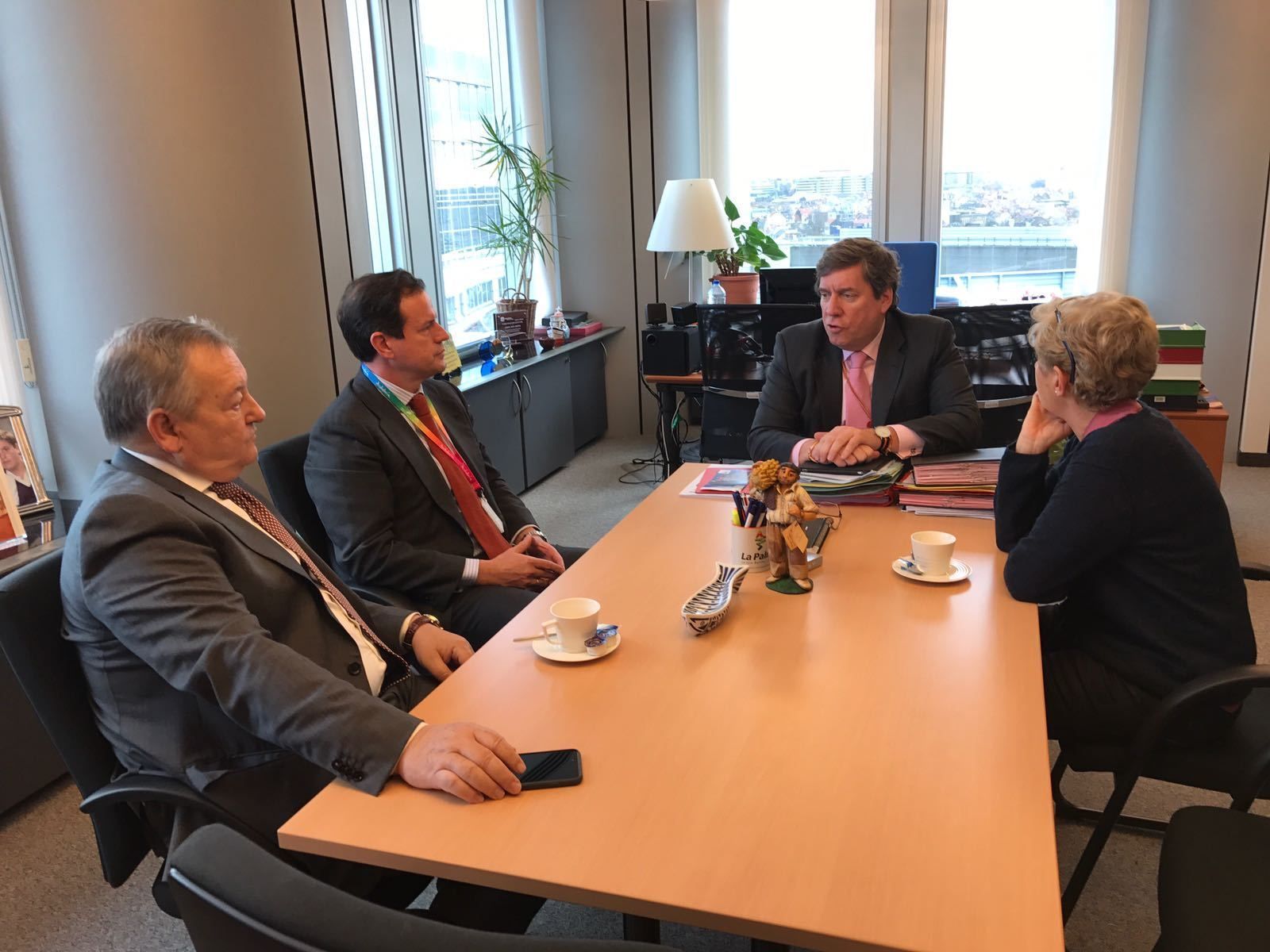 Pedro Maza, Javier Garat, Gabriel Mato y Margarita Pérez durante la reunión sobre la flota del voraz.