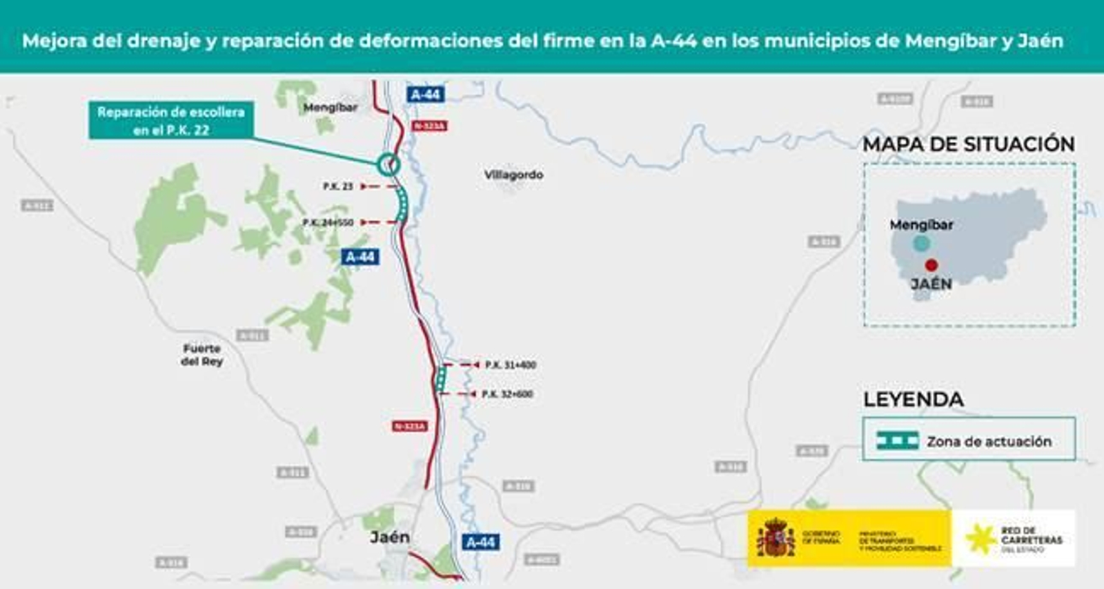 Mapa de situación de la intervención en la A-44.