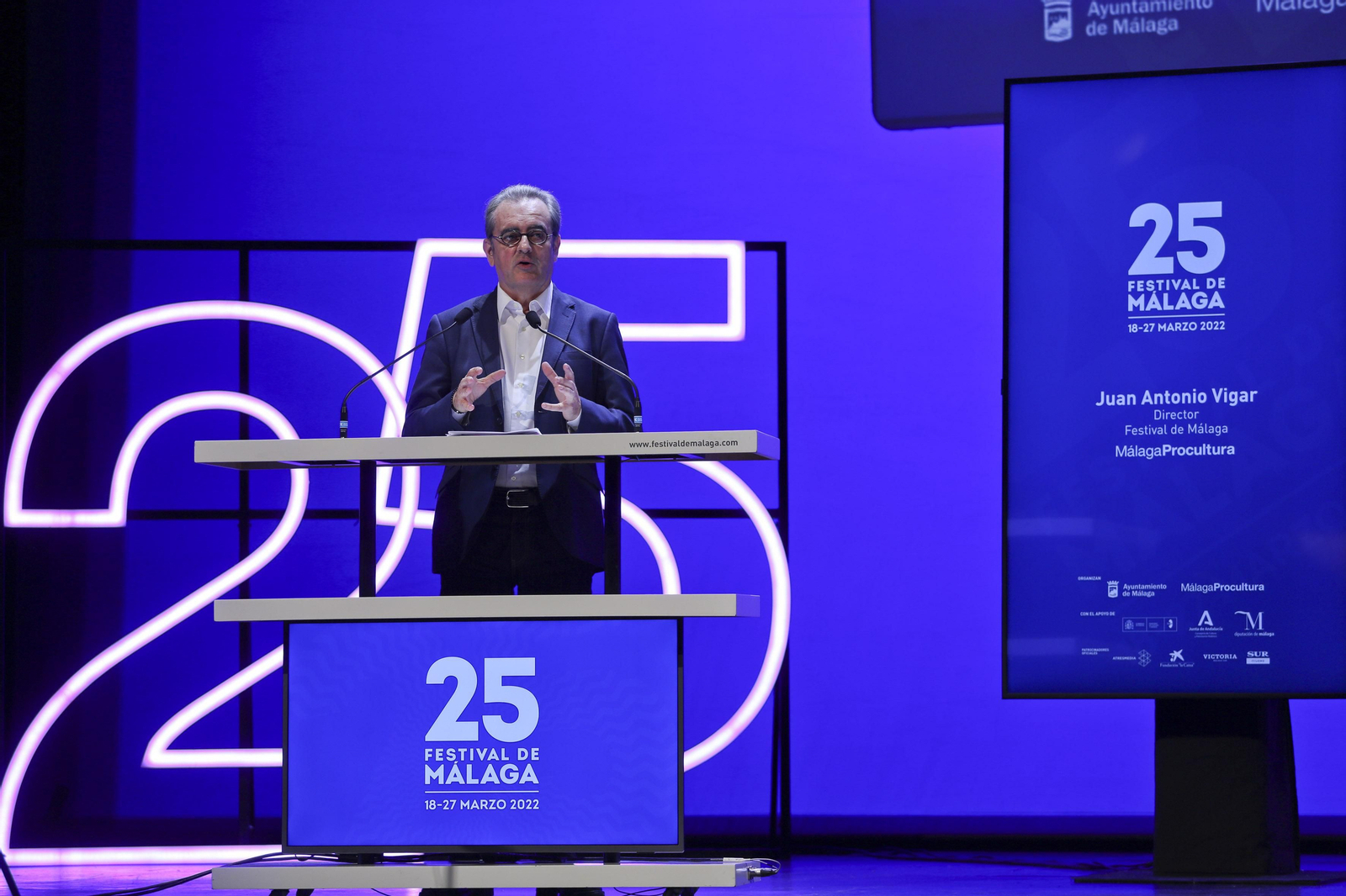 Juan Antonio Vigar en el acto de presentación de la 25 edición del Festival de Málaga el pasado noviembre.