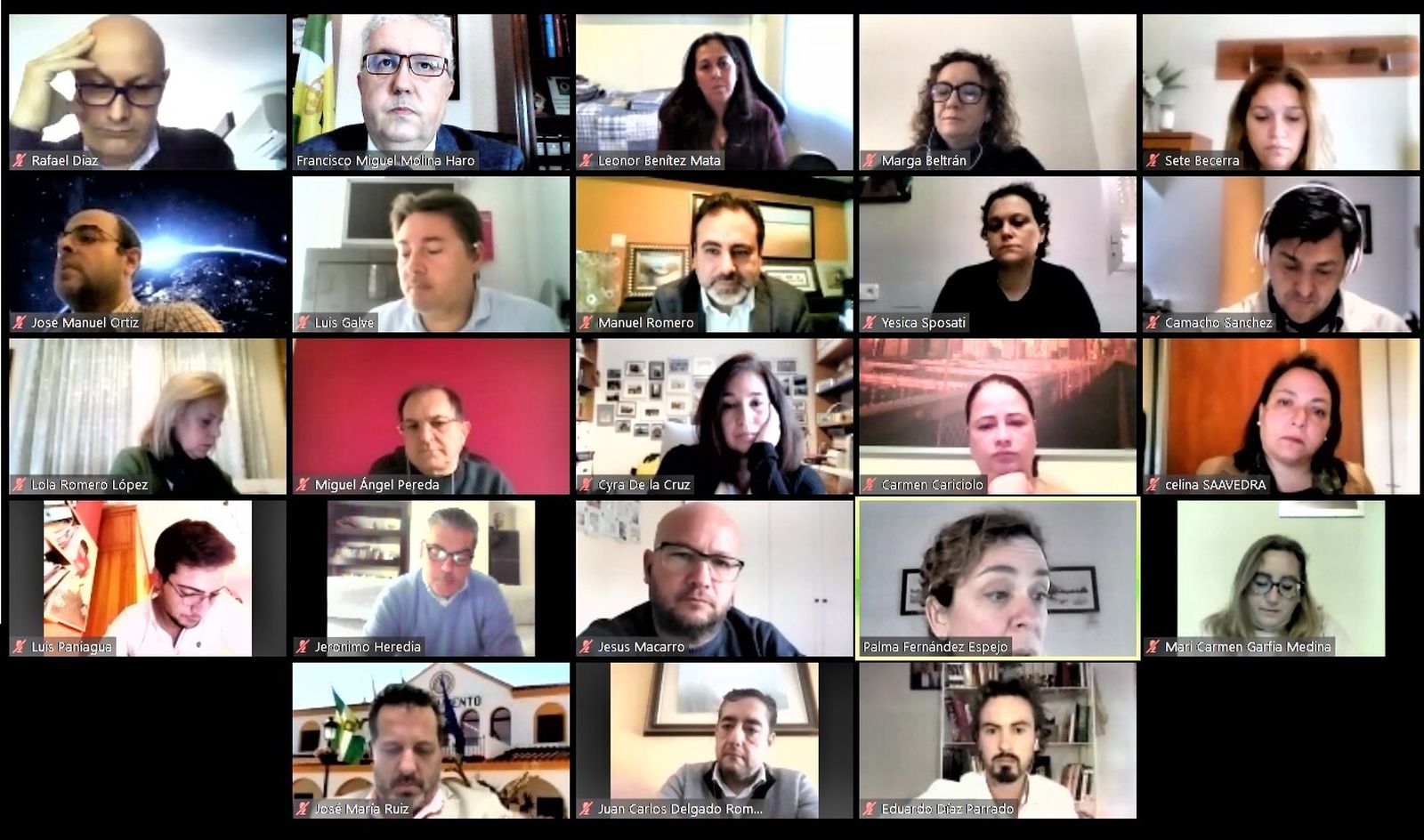 Una imagen del Pleno de Bormujos, referente en administración electrónica y uno de los primeros municipios en celebrar un pleno telemático.