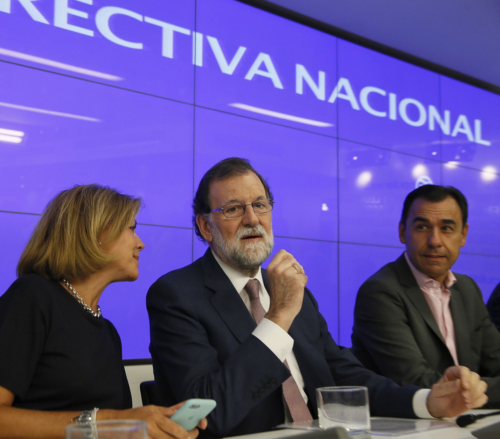 Mariano Rajoy, junto a María Dolores de Cospedal y a Fernando Martínez-Maillo.