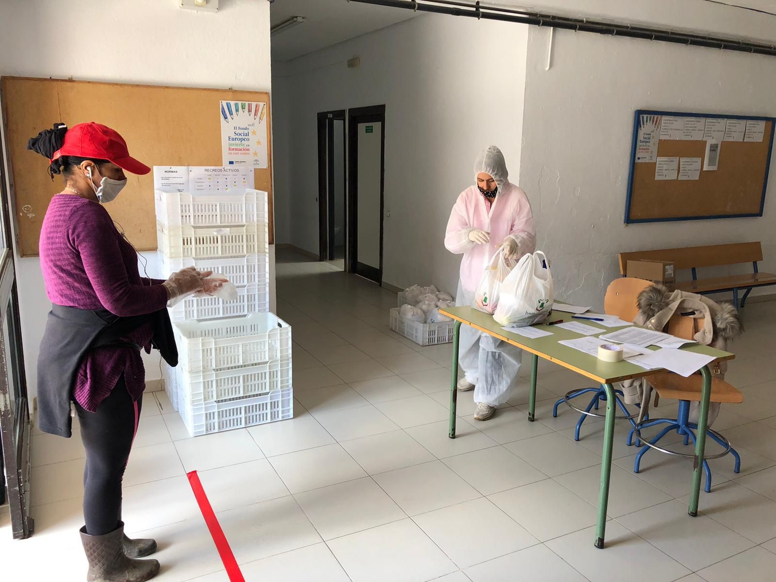 Reparto de alimentos.