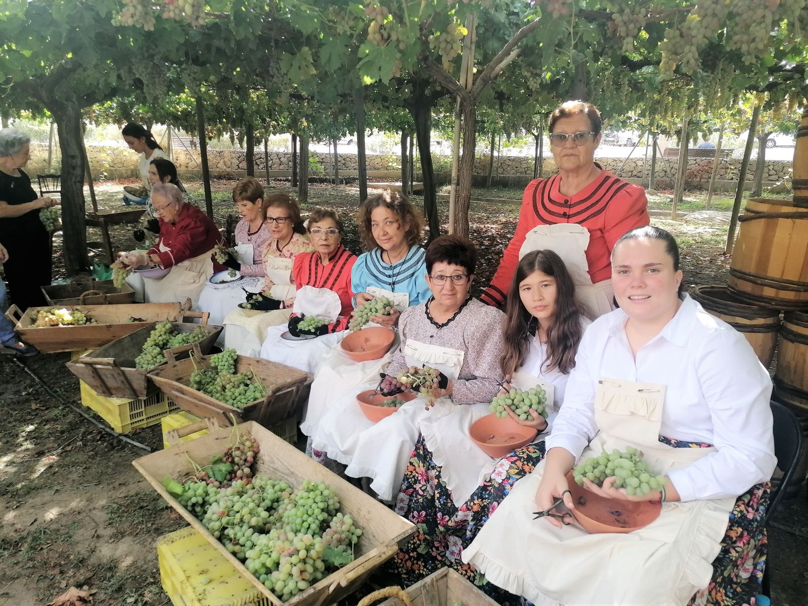 Un grupo de mujeres de Terque en las faenas de la Uva durante la Jornada de Recuperación de Oficios Antiguos.
