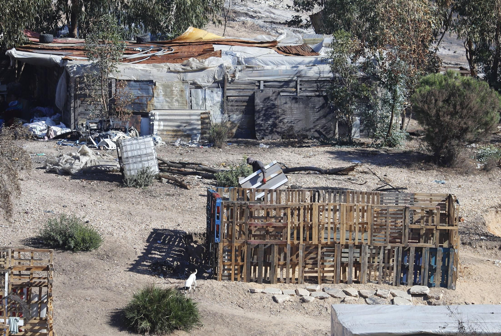 Imágenes del incendio del asentamiento de chabolas de Palos de la Frontera