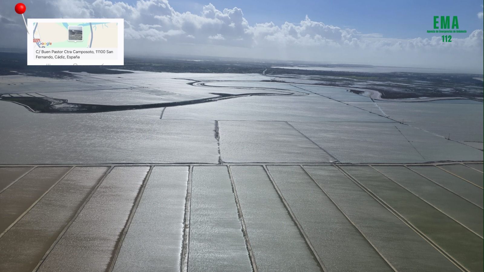 Así se ve desde el aire el desbordamiento del río Guadalete en Jerez, El Puerto, Arcos y la Sierra