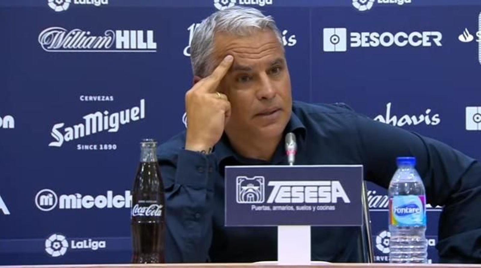 Pellicer, en la sala de prensa de La Rosaleda.