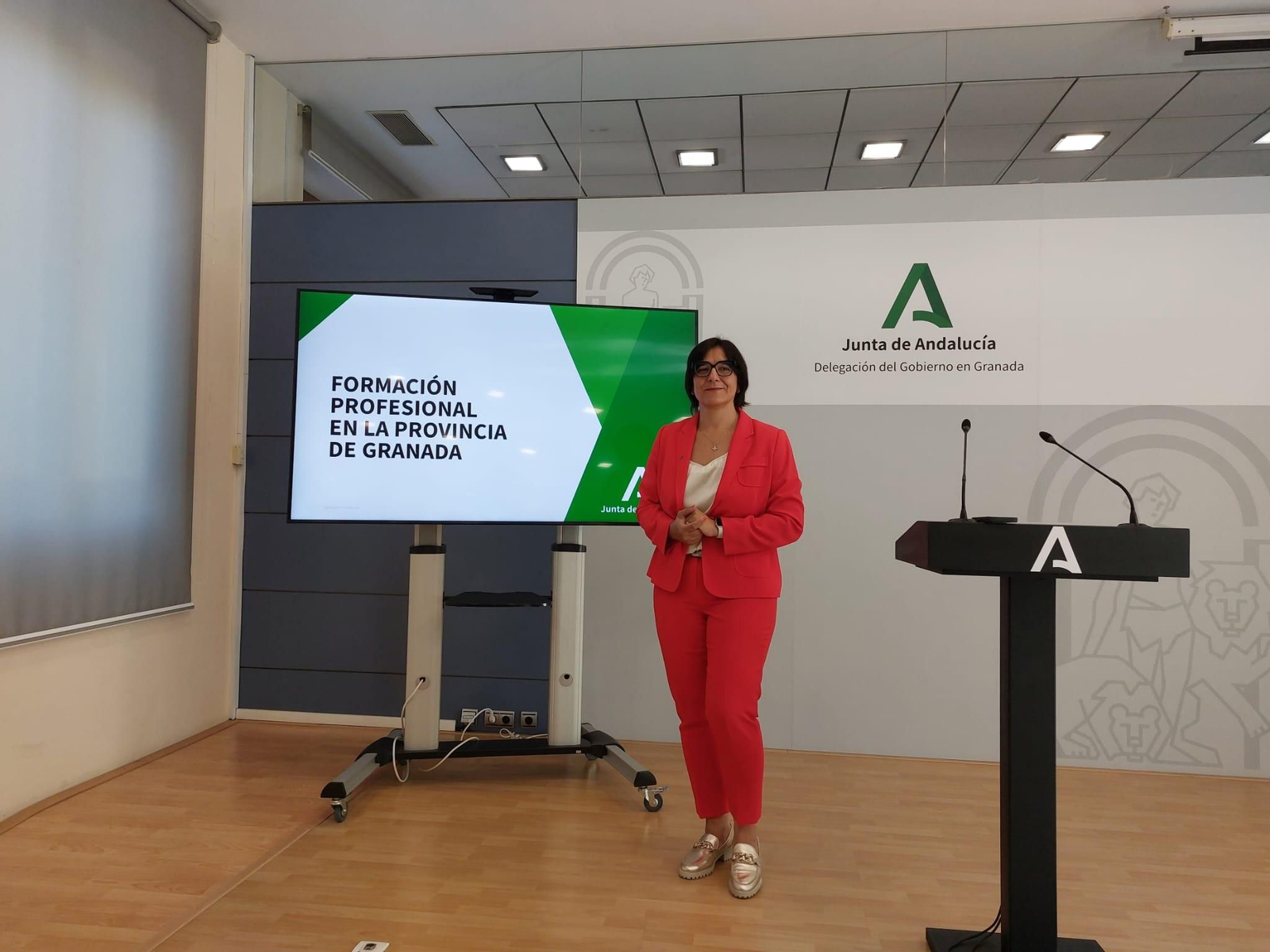 La delegada territorial de Educación en Granada, María José Martín, en rueda de prensa