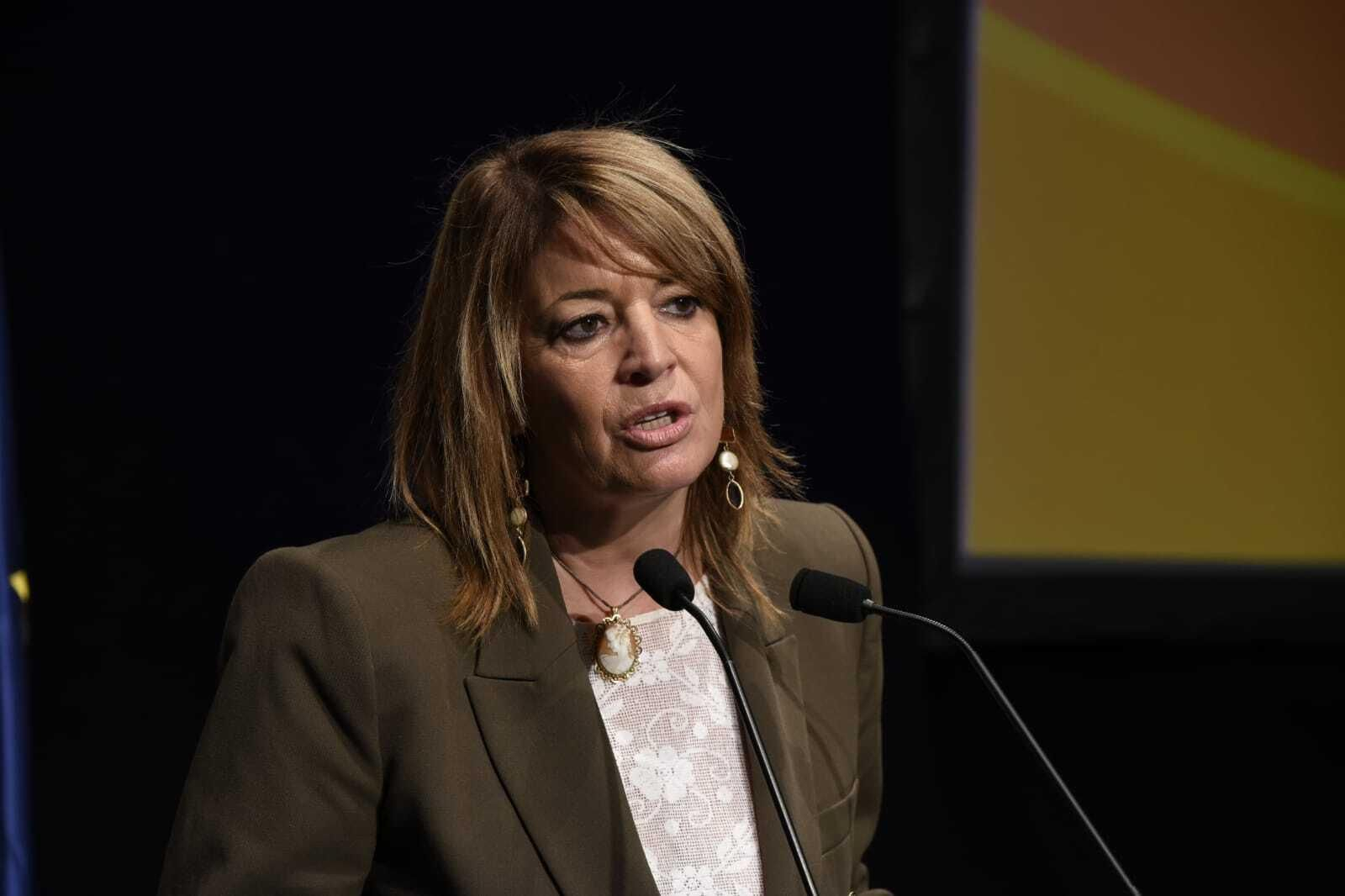 La presidenta del Puerto de Huelva esta mañana en las Cocheras.