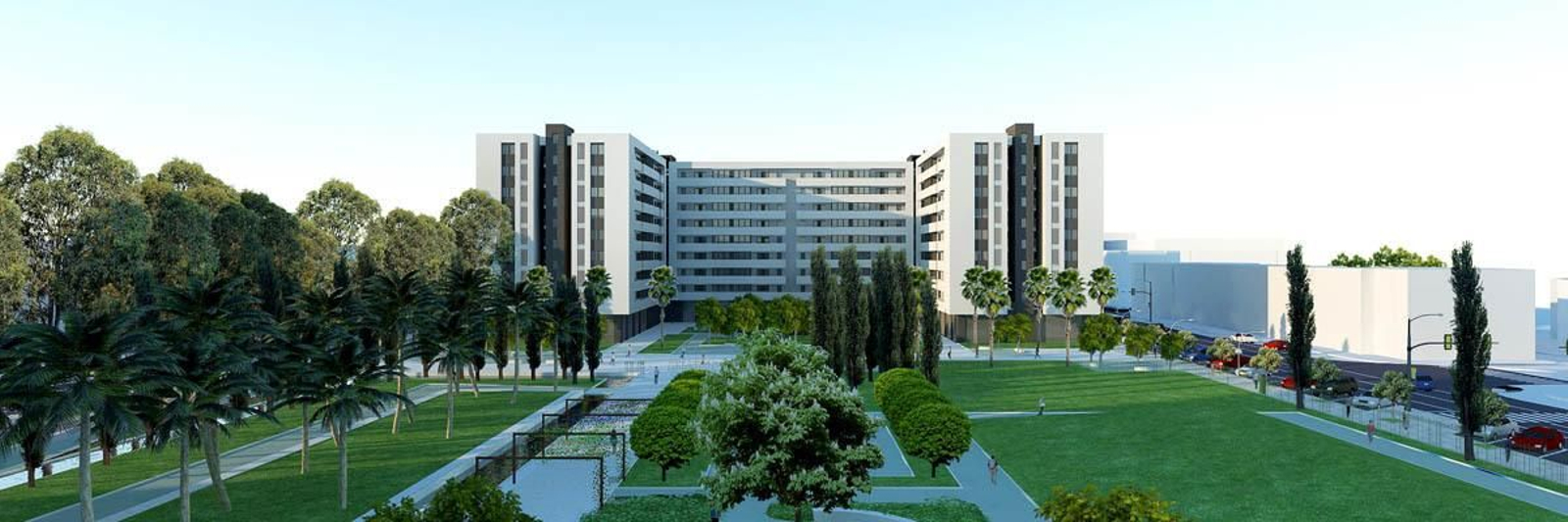 Infografía de las VPO y el parque previsto en Martiricos.