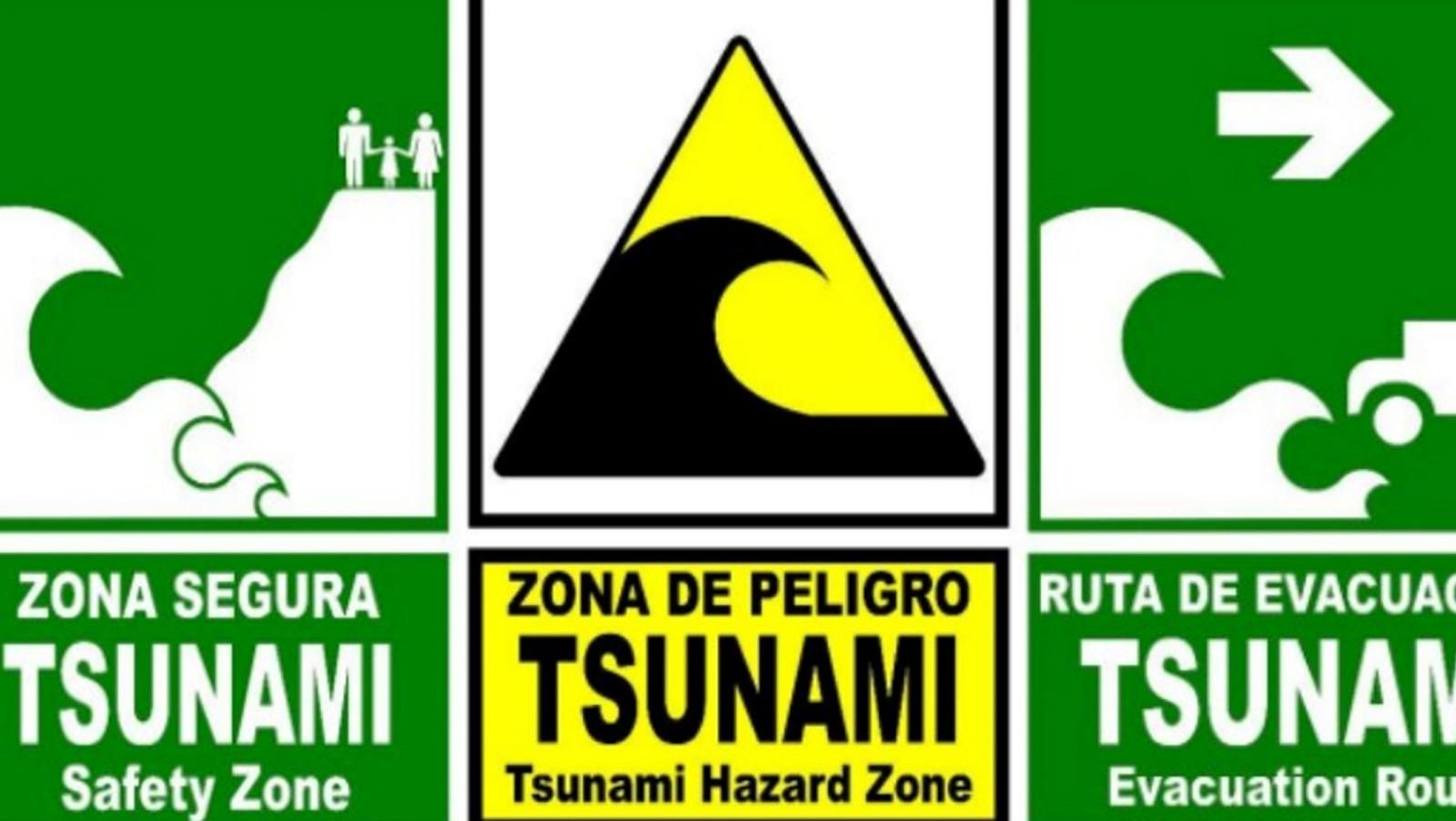 Señales de evacuación y advertencia por tsunami