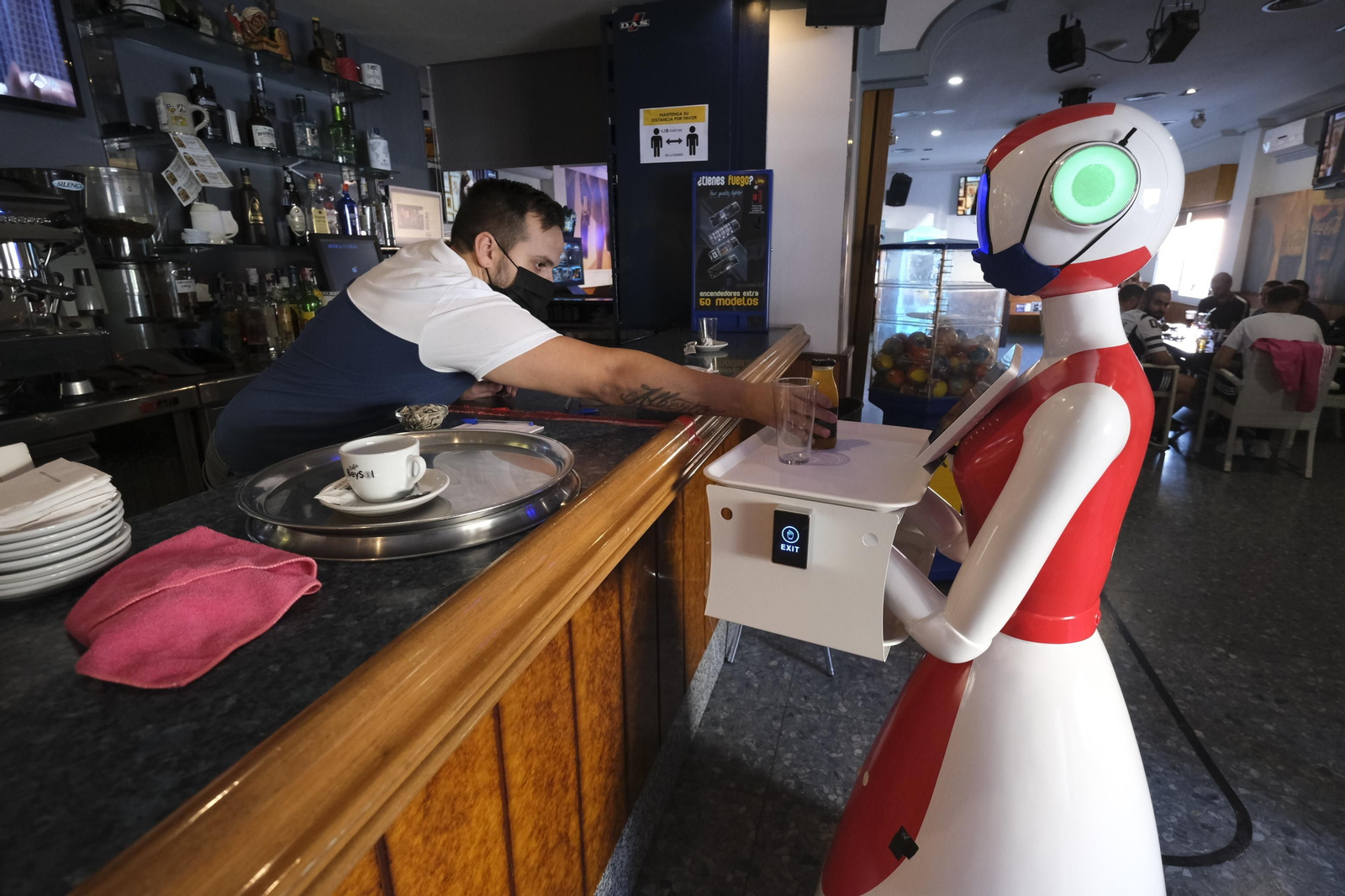 Fotogalería de Herbelita, la robot camarera de El Alquián.