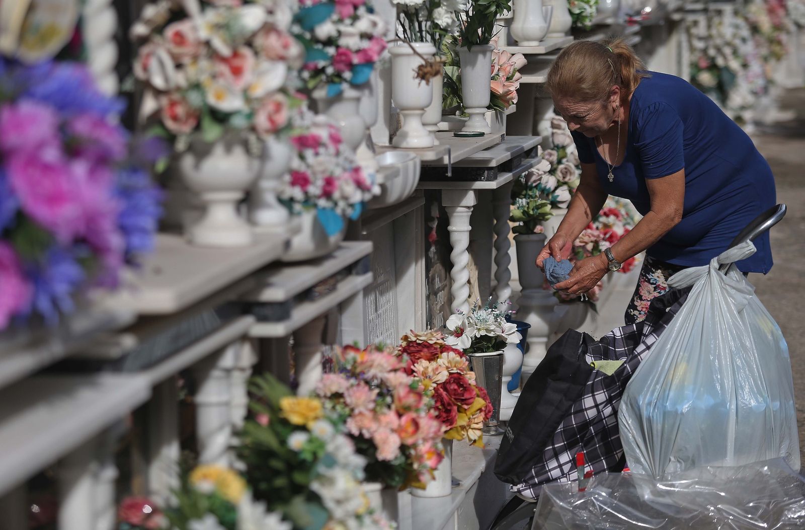 Fotos de los preparativos para los Tosantos en el cementerio de Algeciras